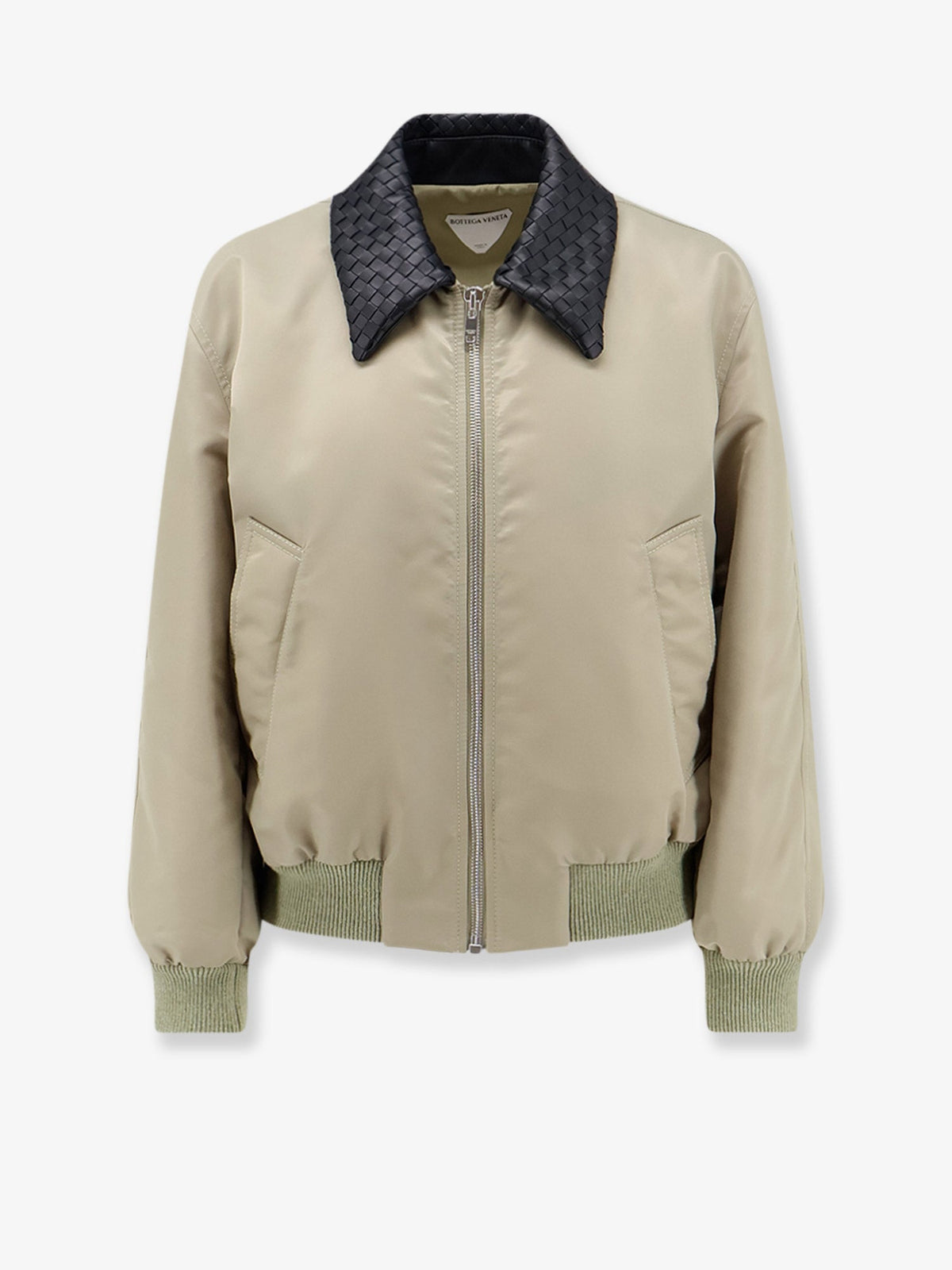 Bottega Veneta Nylon Blouson With Intrecciato Leather Collar