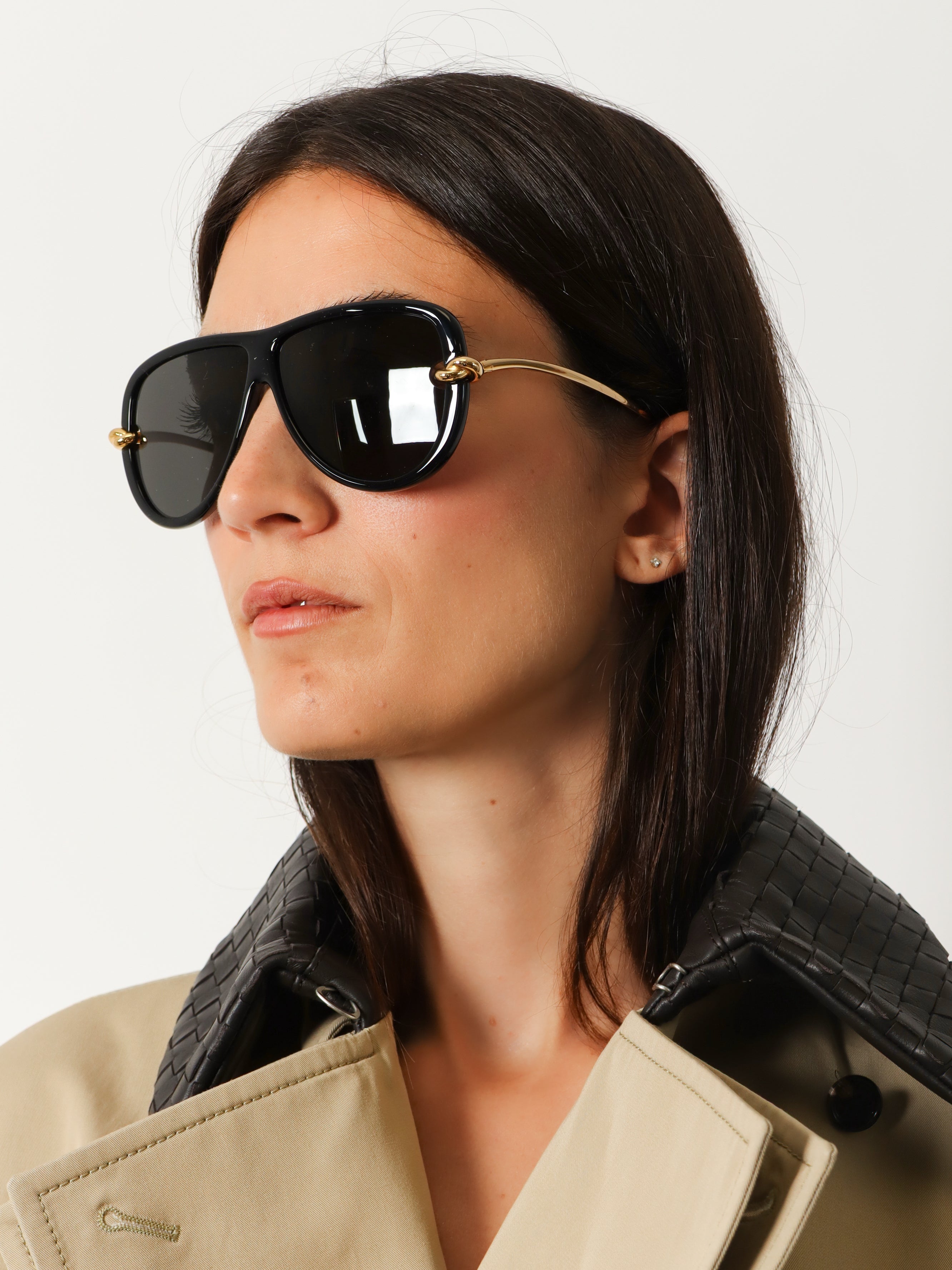 Bottega Veneta Knot Aviator Acetate Sunglasses