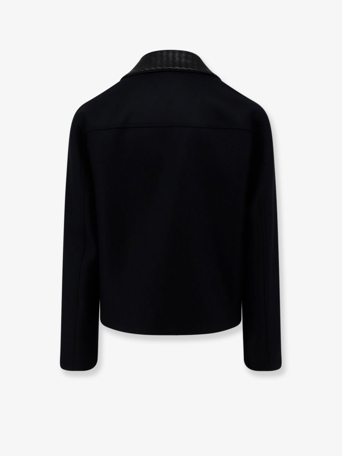 Bottega Veneta Wool Jacket With Leather Collar With Intrecciato Motif