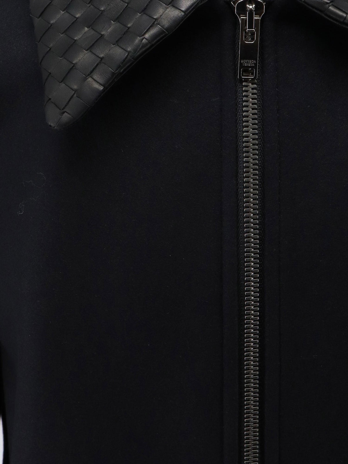 Bottega Veneta Wool Jacket With Leather Collar With Intrecciato Motif