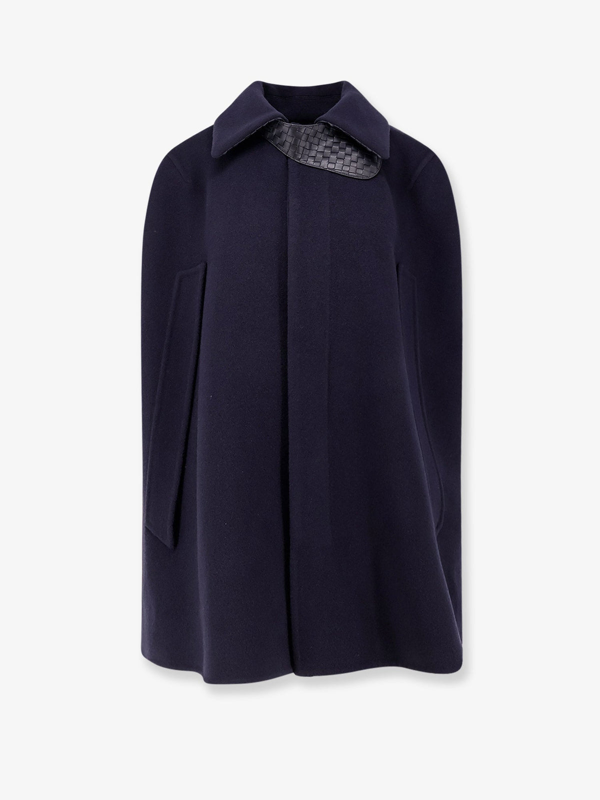Bottega Veneta Wool And Cashmere Cape With Intrecciato Leather Detail