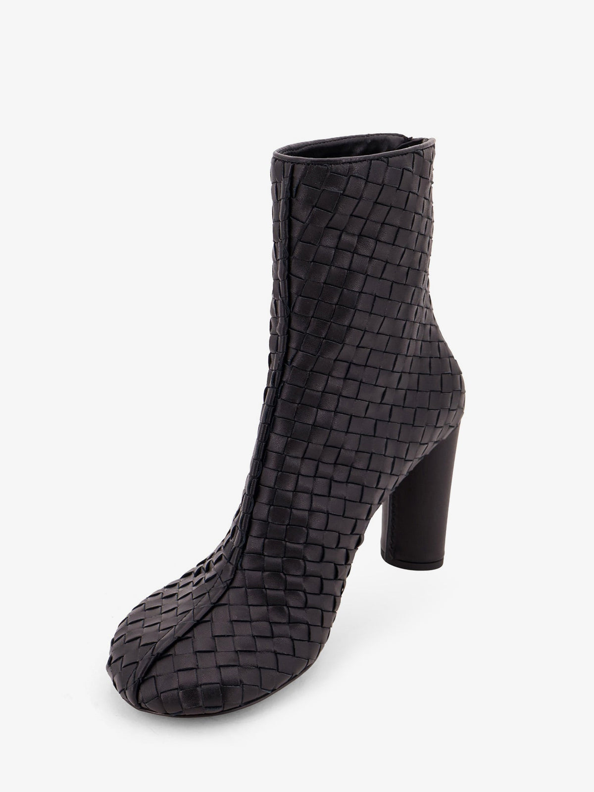 Bottega Veneta Cherry Leather Ankle Boots With Woven Pattern