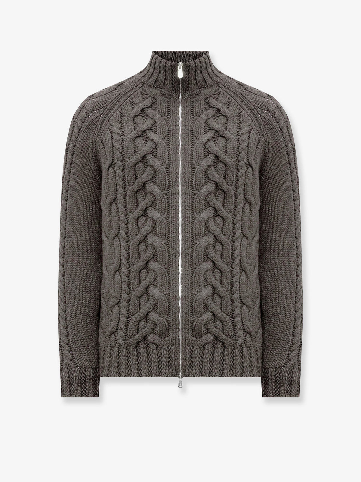 Brunello Cucinelli Cable Knit Cardigan With Zip In Cashmere