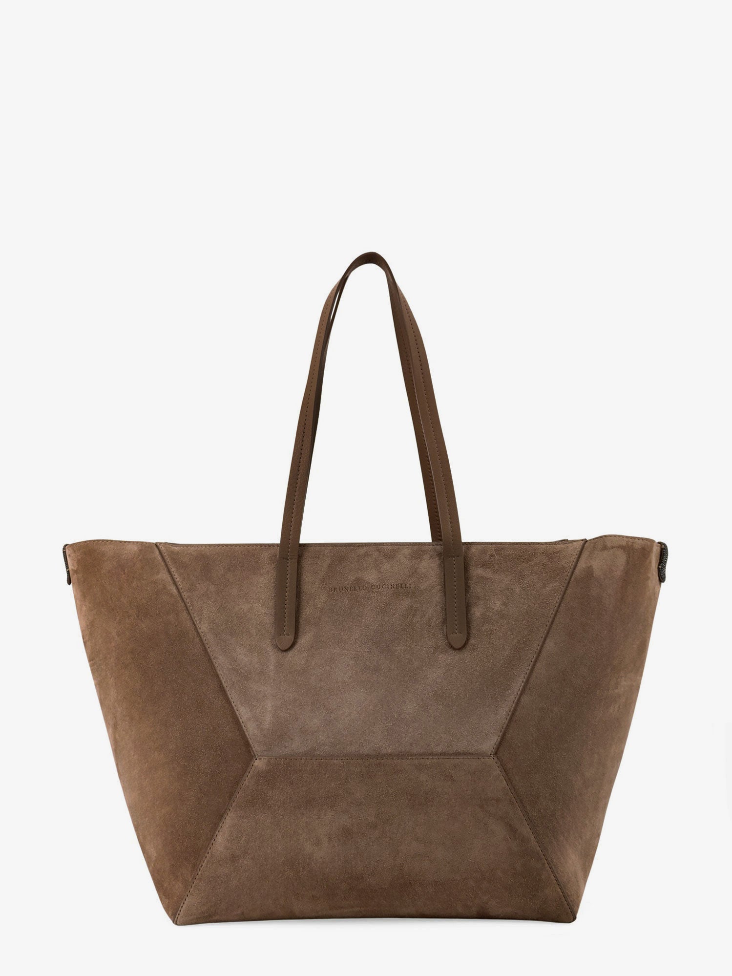 Brunello Cucinelli Bc Duo Suede Shoulder Bag With Engraved Logo