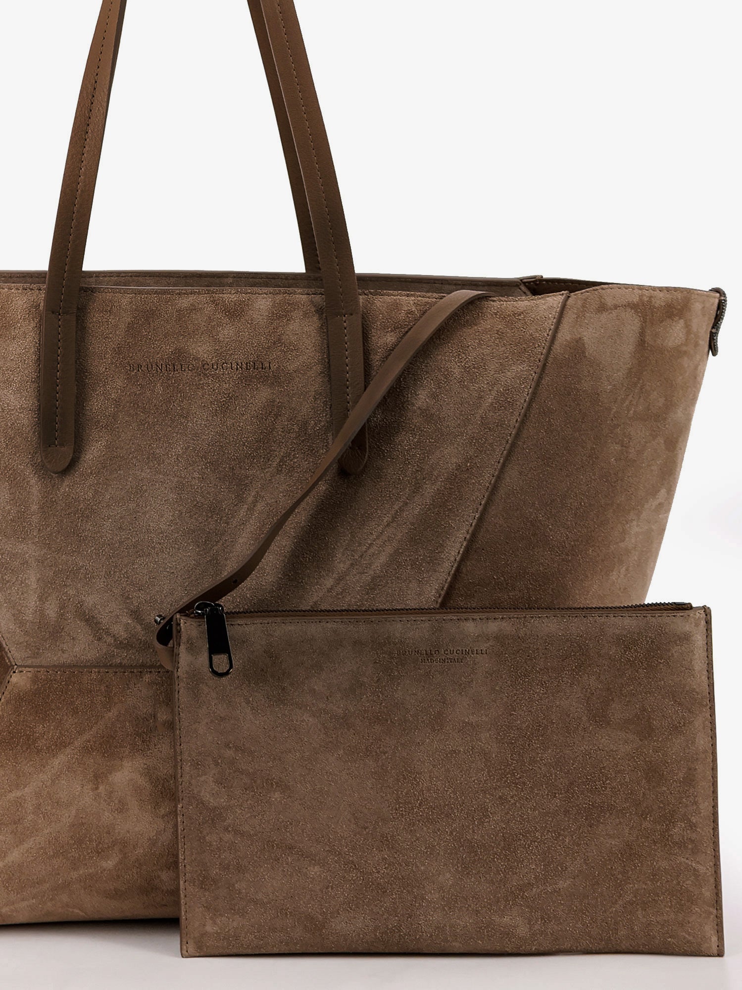 Brunello Cucinelli Bc Duo Suede Shoulder Bag With Engraved Logo
