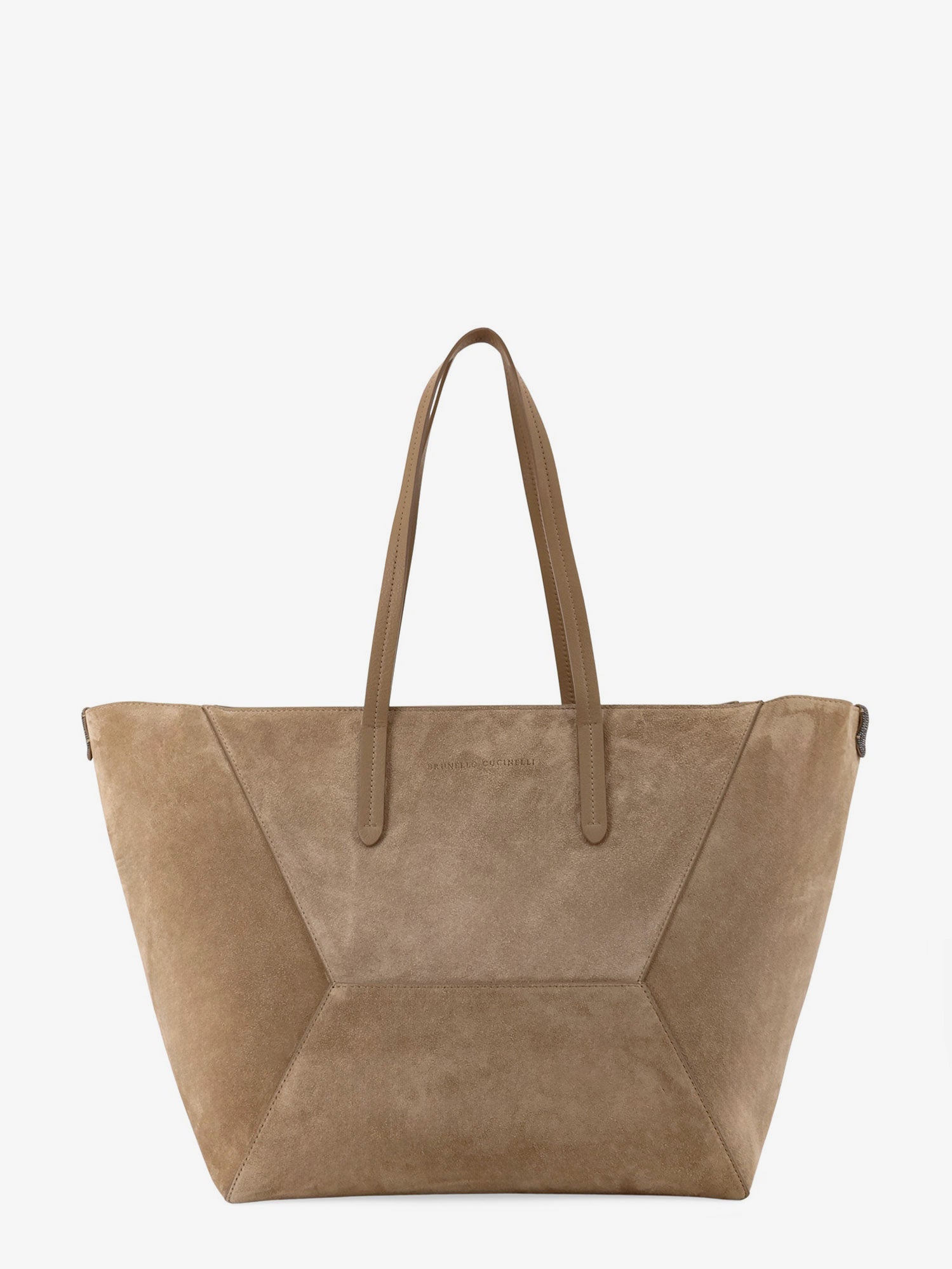 Brunello Cucinelli Bc Duo Suede Shoulder Bag With Engraved Logo