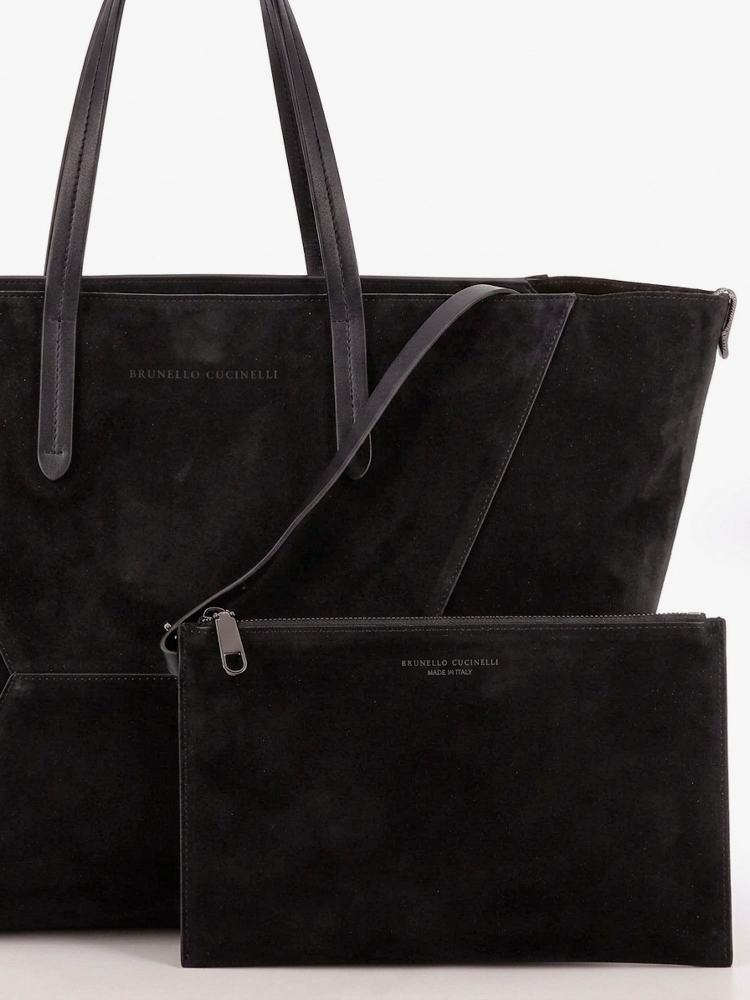 Brunello Cucinelli Bc Duo Suede Shoulder Bag With Engraved Logo