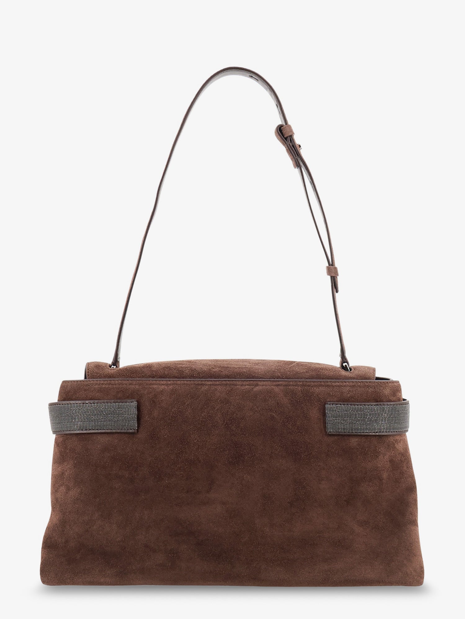 Brunello Cucinelli Suede Crossbody Bag With Monili Details