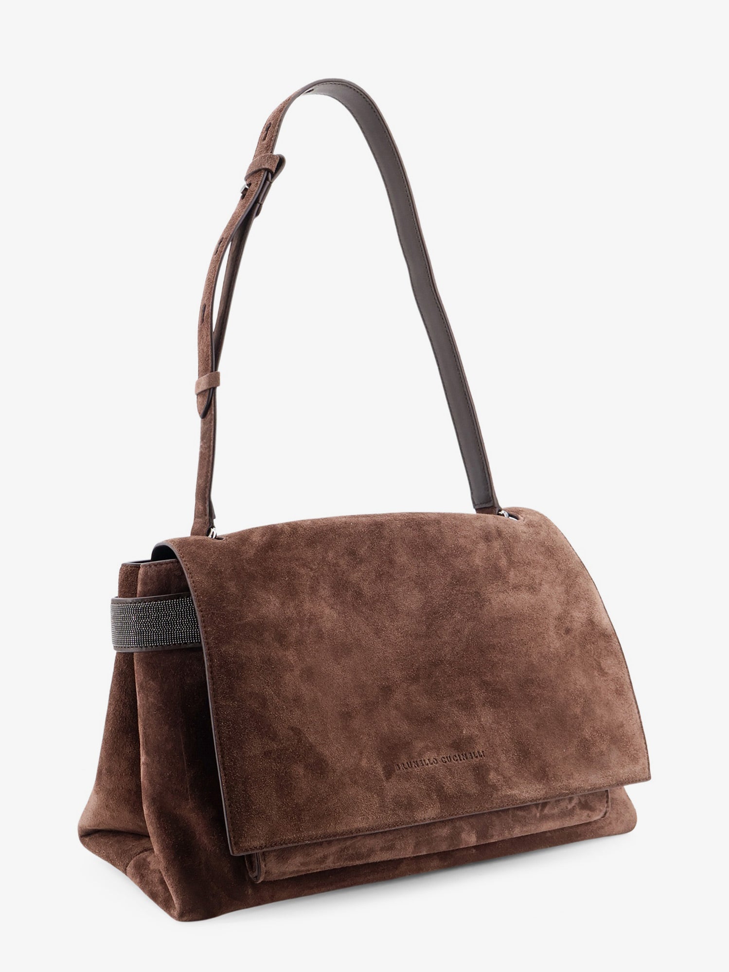 Brunello Cucinelli Suede Crossbody Bag With Monili Details