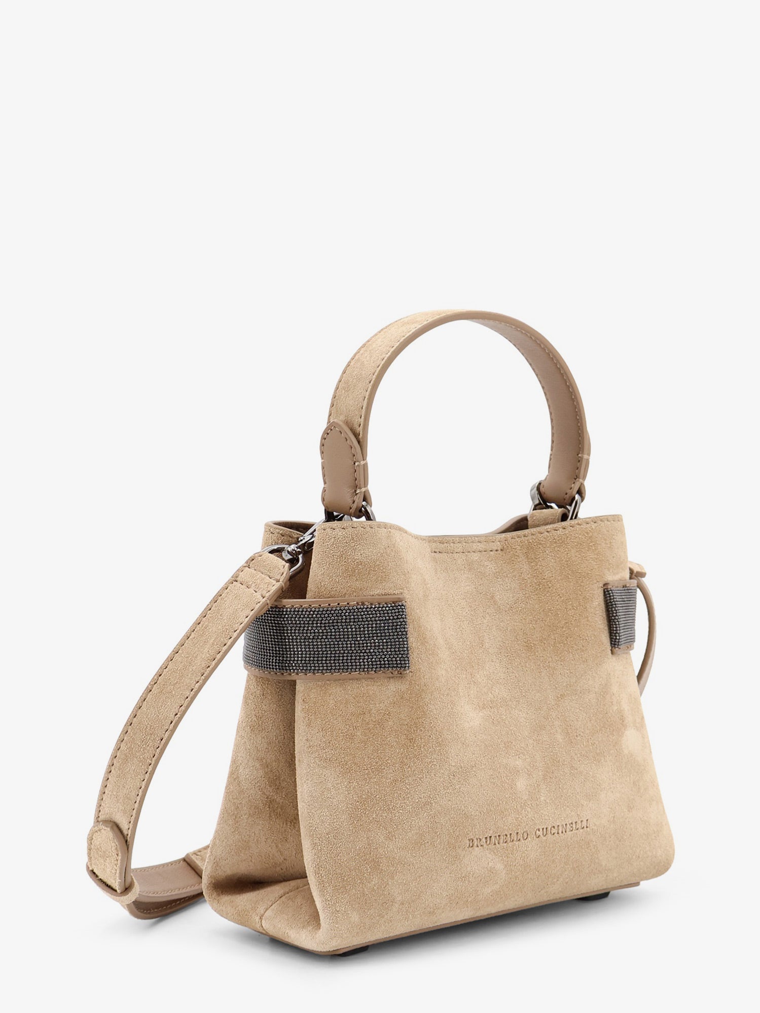 Brunello Cucinelli Suede Shoulder Bag With Monili Detail