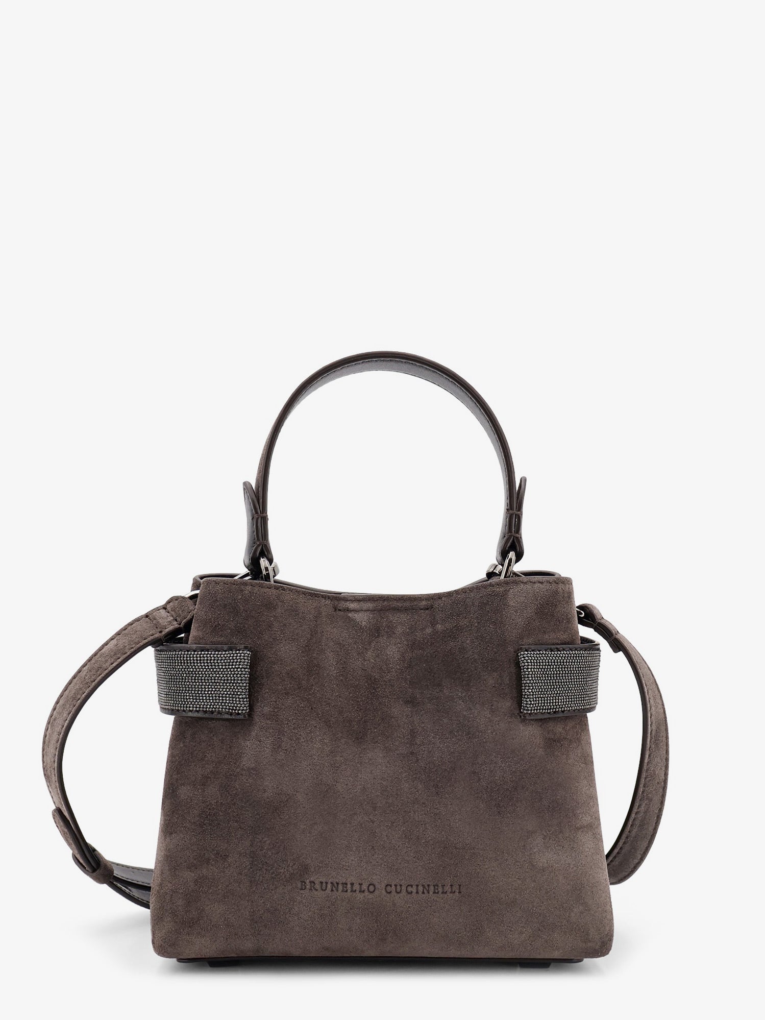 Brunello Cucinelli Suede Crossbody Bag With Monili Detail