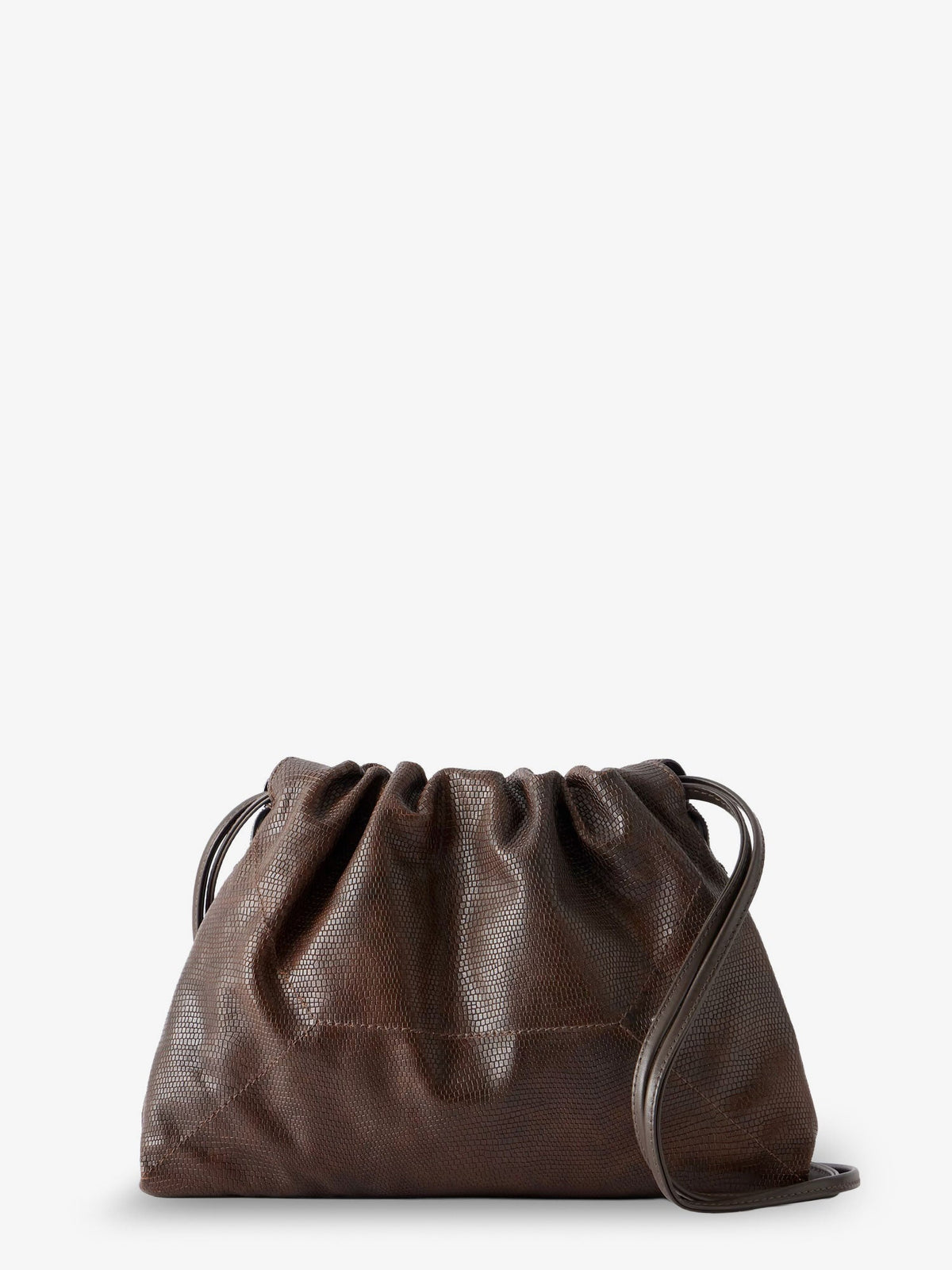 Brunello Cucinelli Reptile Print Leather Crossbody Bag