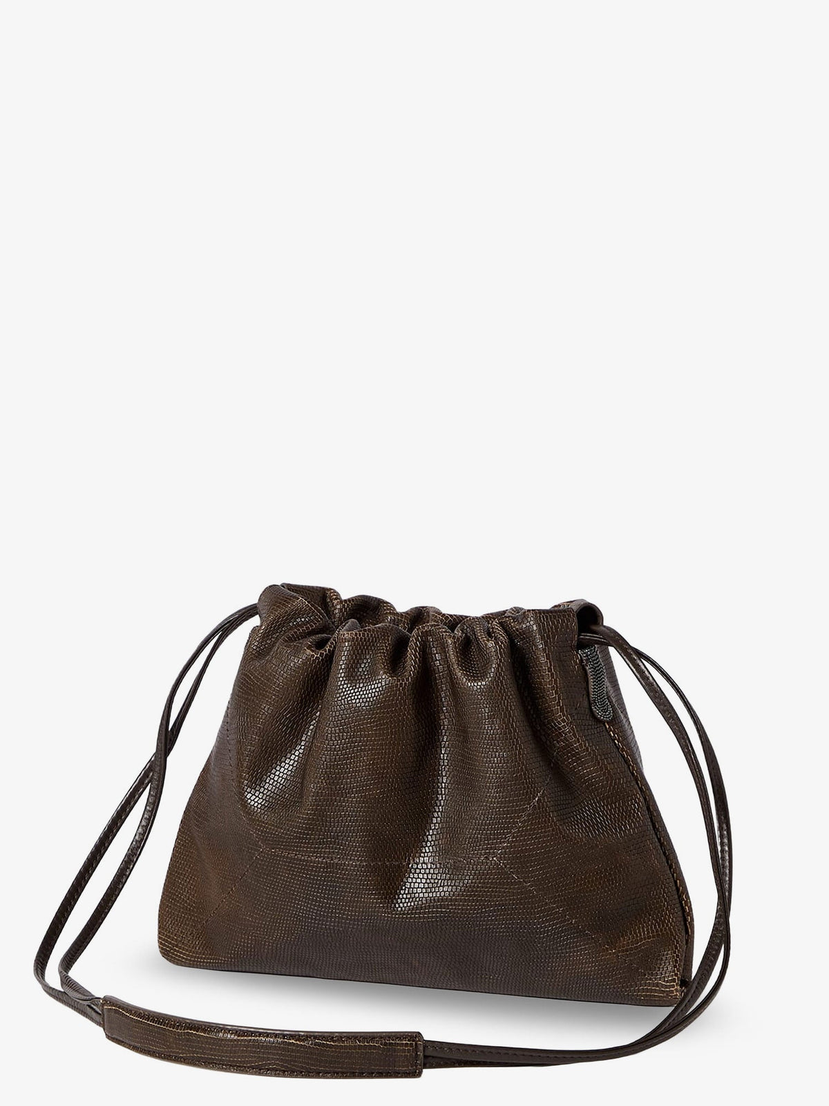 Brunello Cucinelli Reptile Print Leather Crossbody Bag
