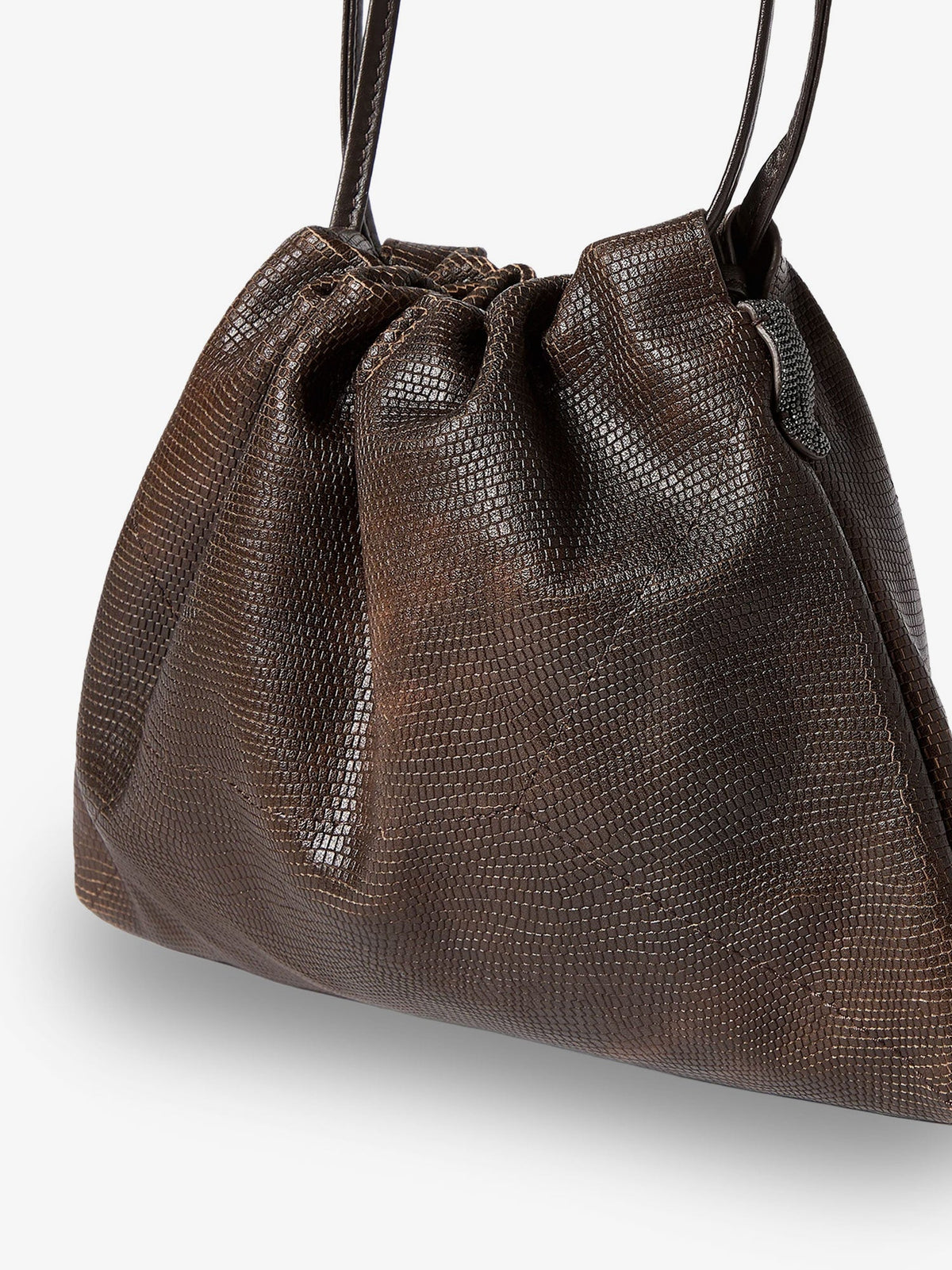 Brunello Cucinelli Reptile Print Leather Crossbody Bag