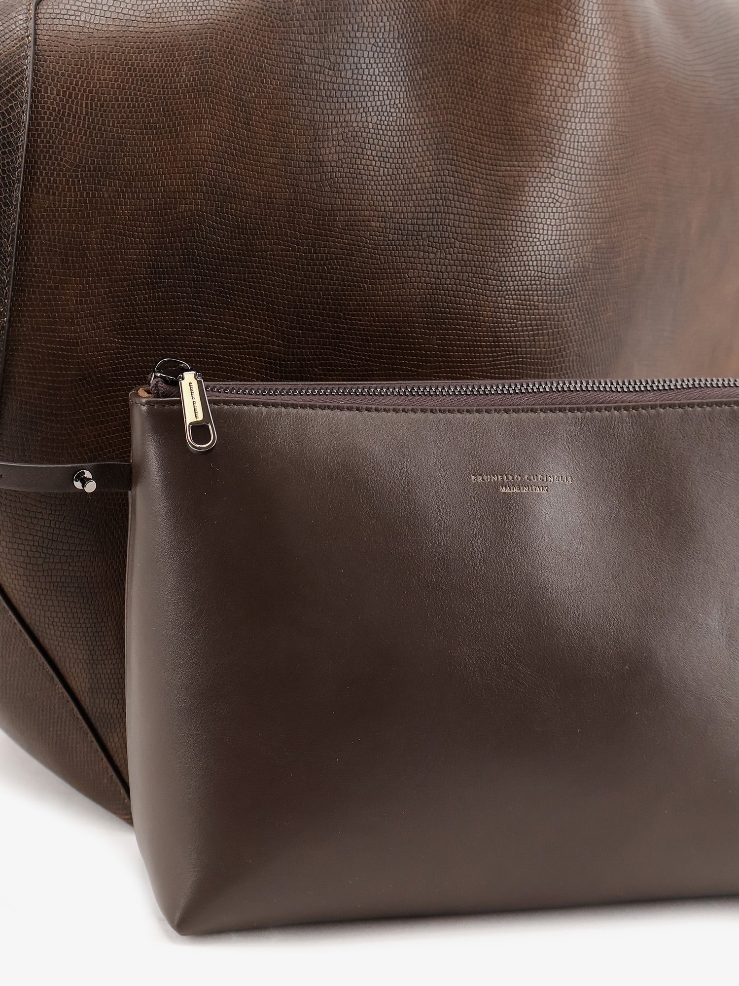 Brunello Cucinelli Leather Shopping Bag With Side Monili Detail
