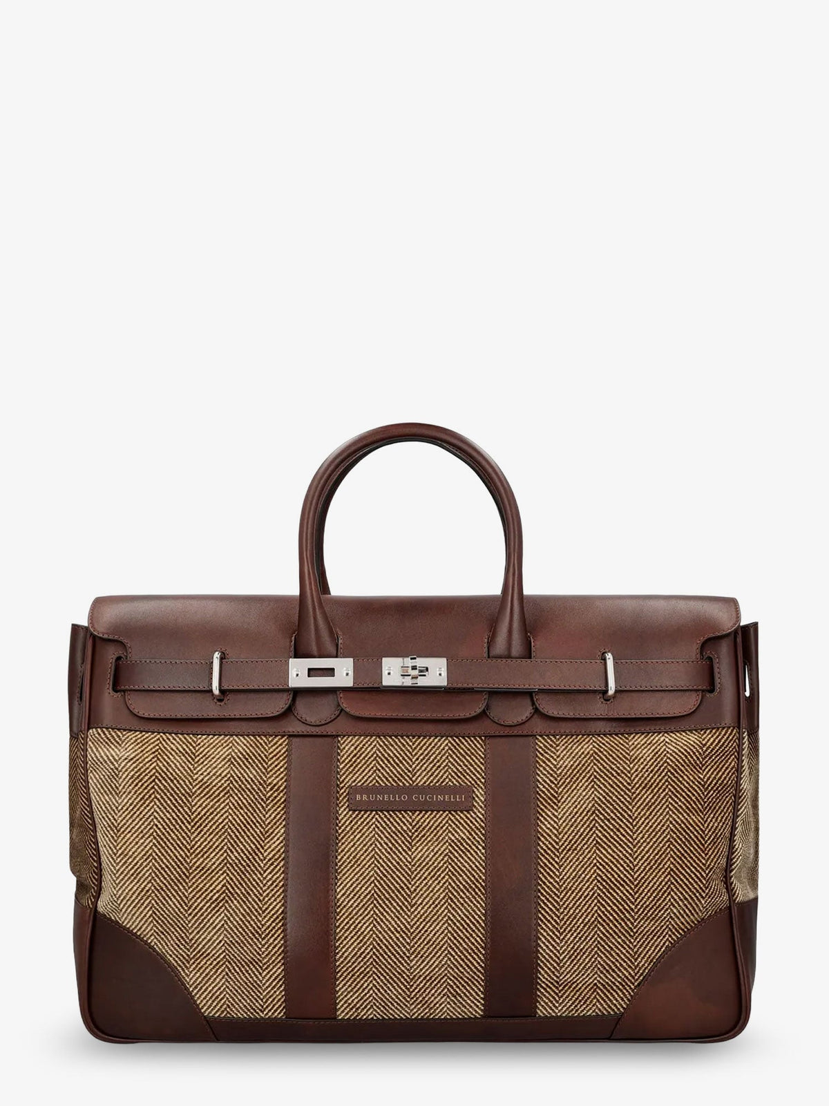 Brunello Cucinelli Country Leather Bag With Chevron Pattern