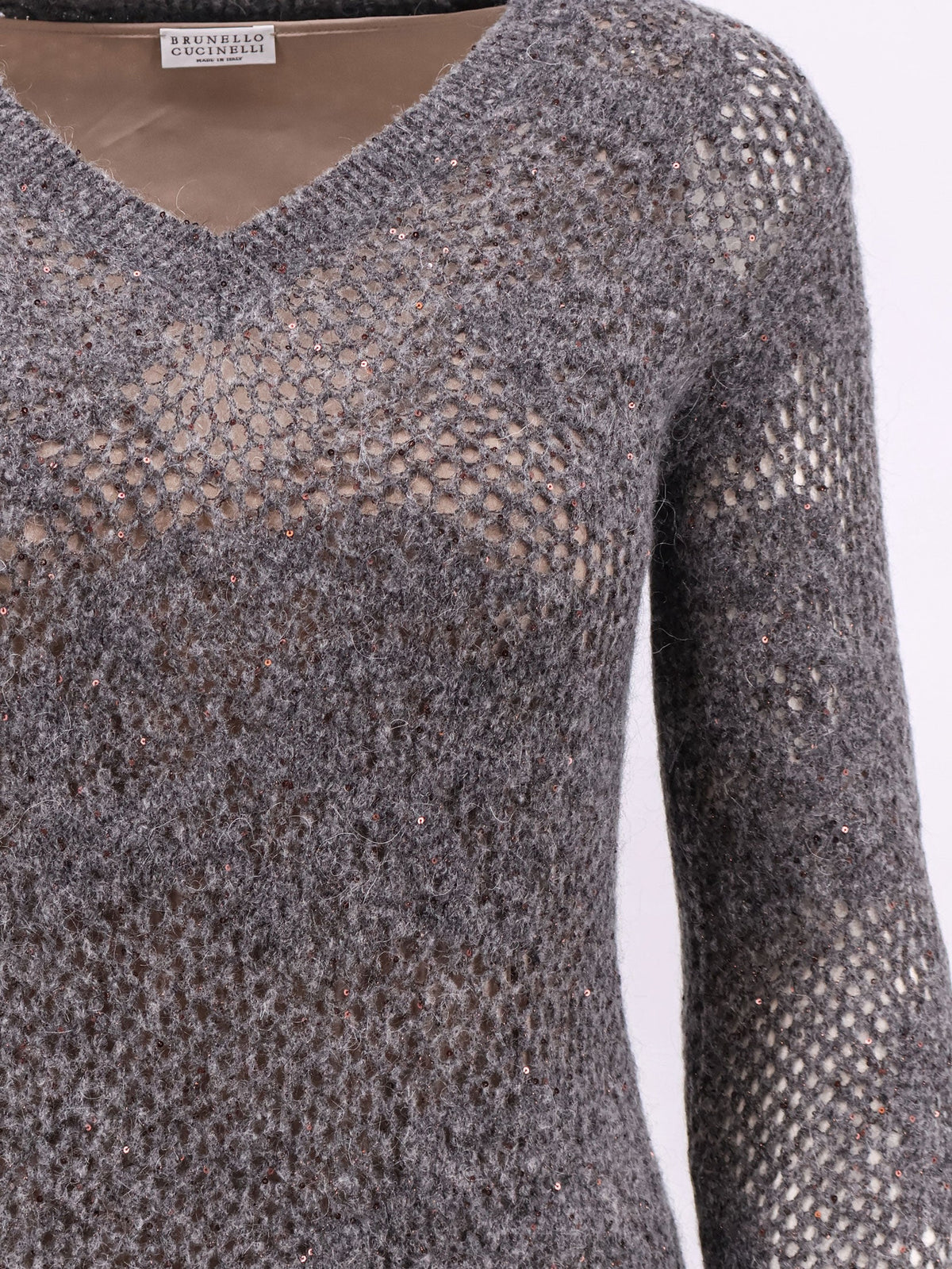 Brunello Cucinelli Flower Lace Sparkling Mohair And Virgin Wool Knit Dress