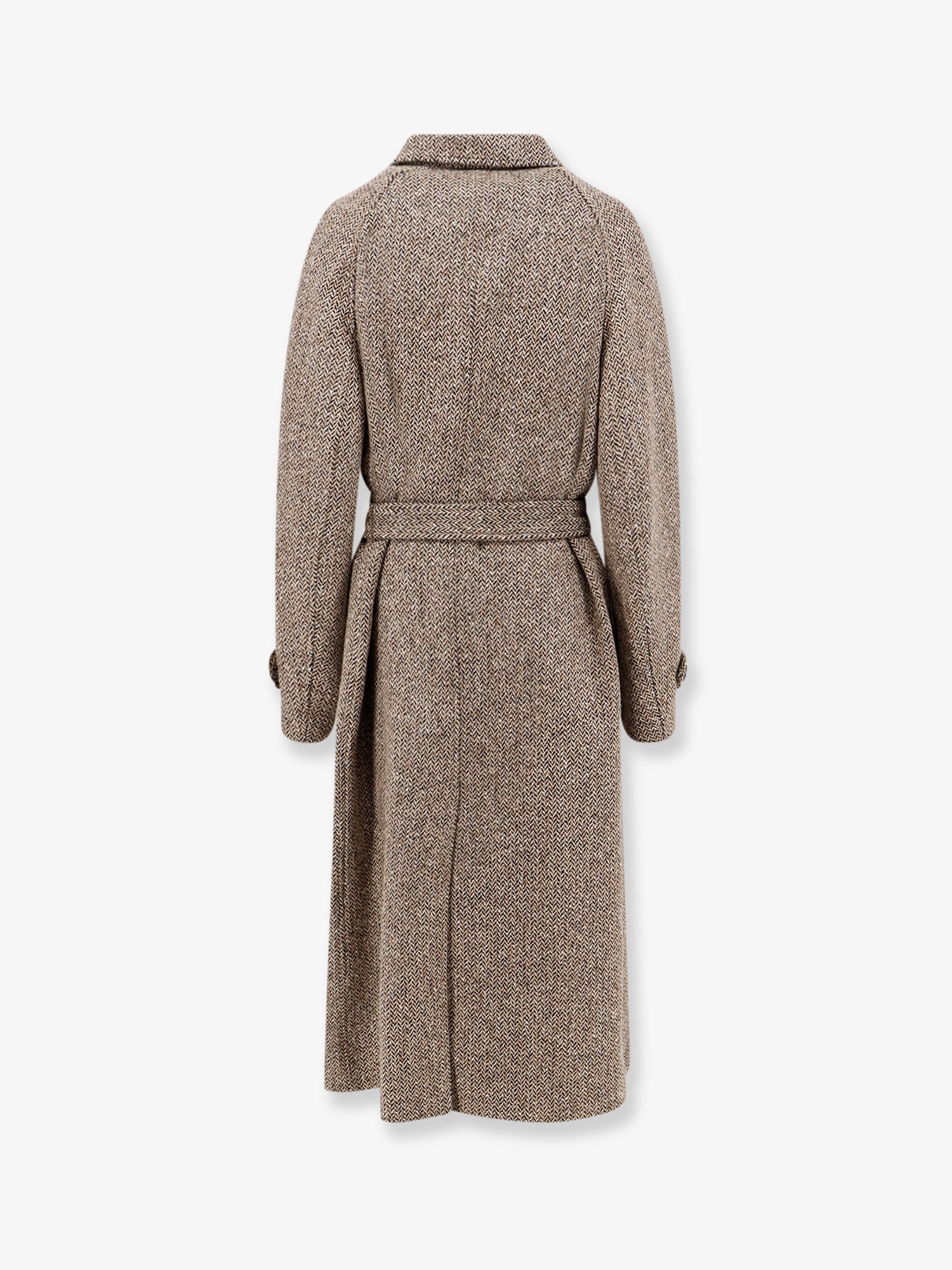 Brunello Cucinelli Herringbone Coat With Monili Detail