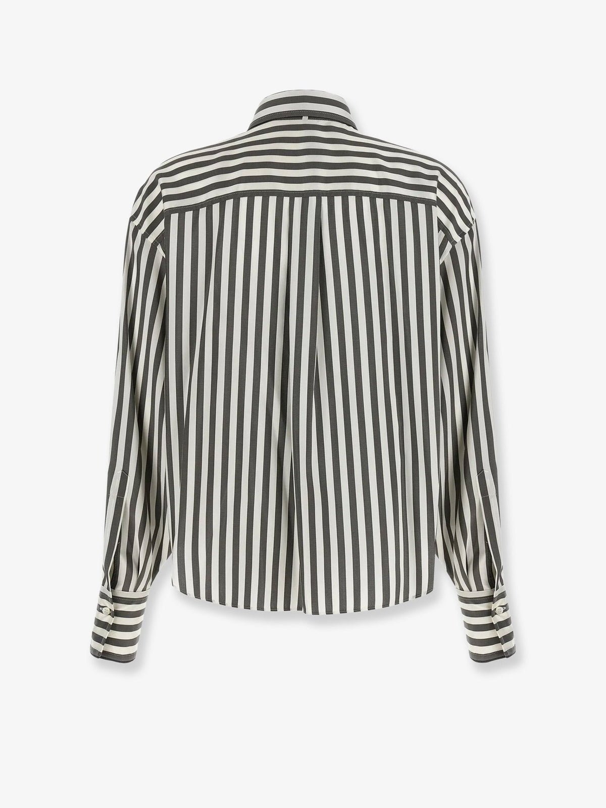 Brunello Cucinelli Striped Silk Shirt With Foulard