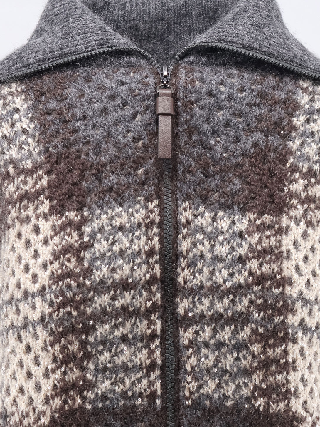 Brunello Cucinelli Cardigan With Intarsia And Micro-sequin Embroidery