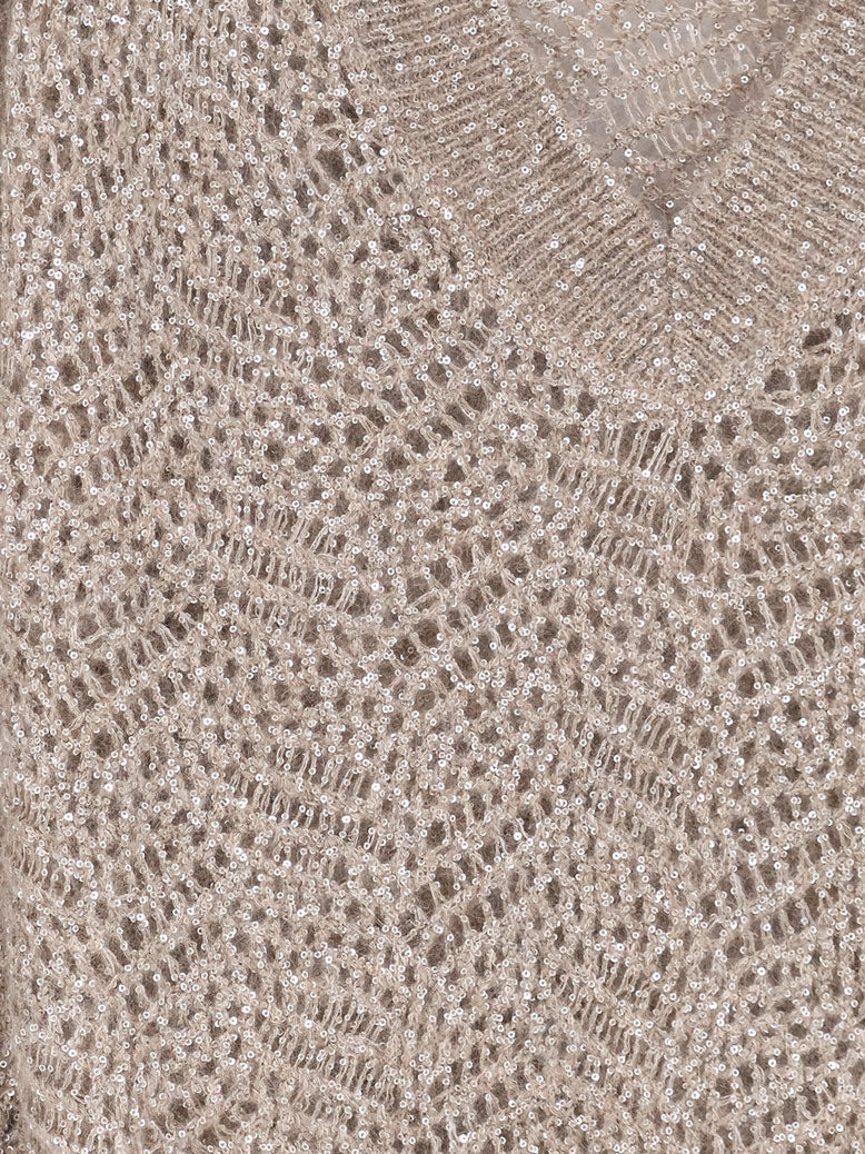 Brunello Cucinelli Mohair Blend Sweater With Dazzling Pattern