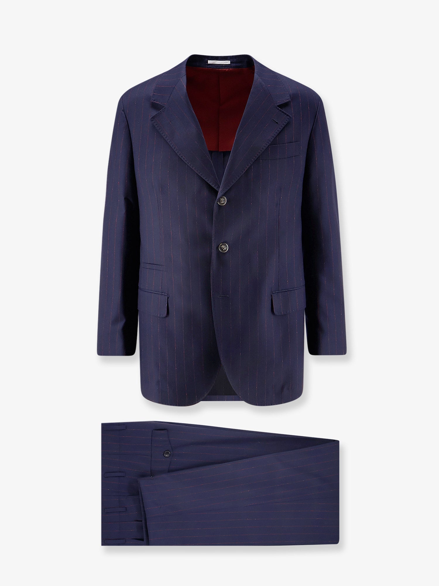 Brunello Cucinelli Virgin Wool Suit With Pinstripe Pattern