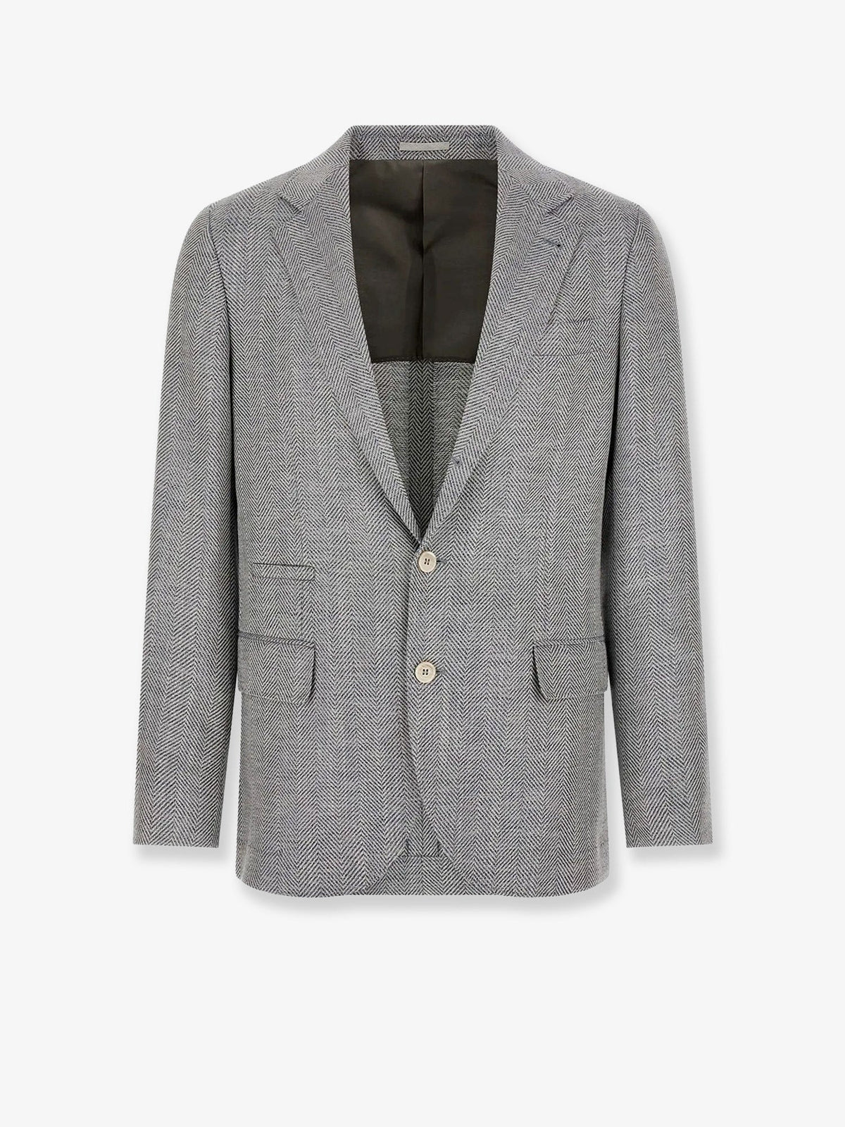 Brunello Cucinelli Deconstructed Wool, Alpaca And Silk Chevron Blazer