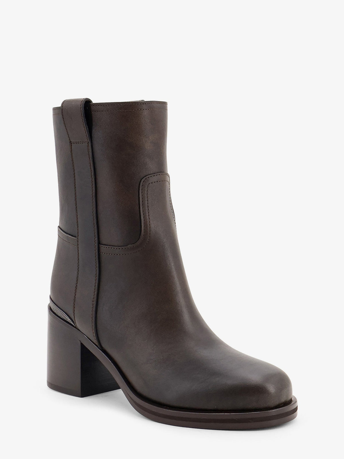 Brunello Cucinelli Vintage Leather Boots With Precious Detail