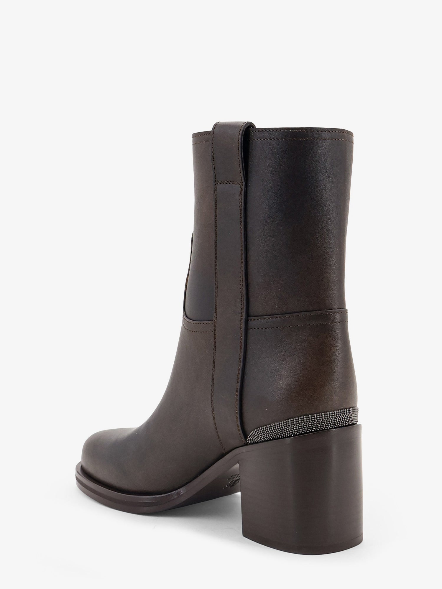 Brunello Cucinelli Vintage Leather Boots With Precious Detail