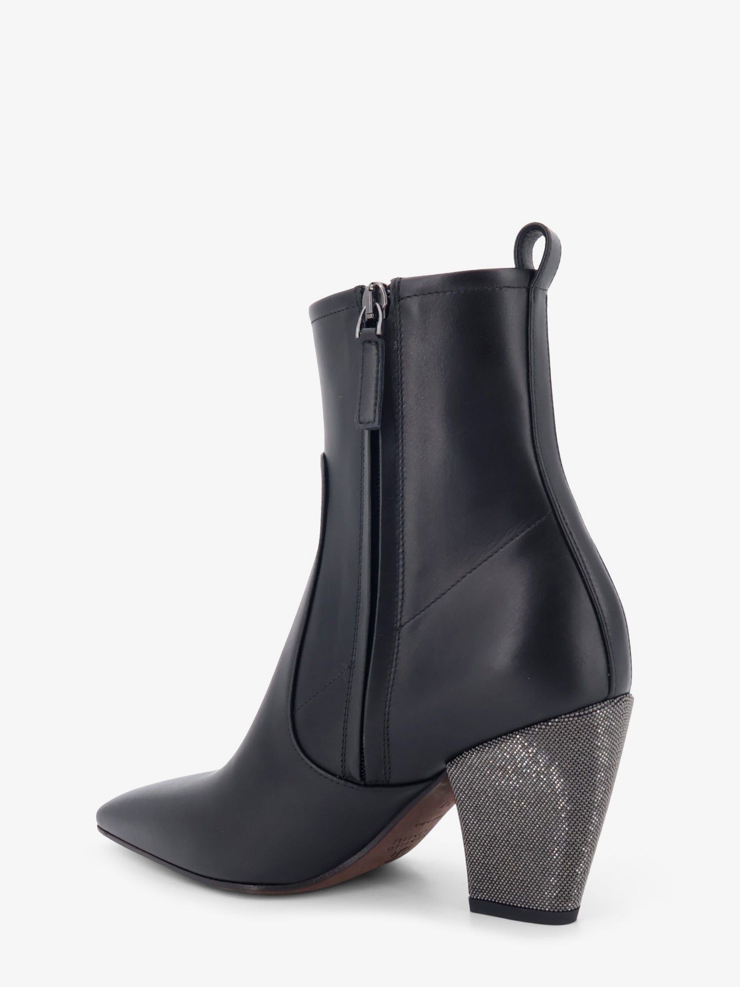 Brunello Cucinelli Precious Heel Leather Ankle Boots