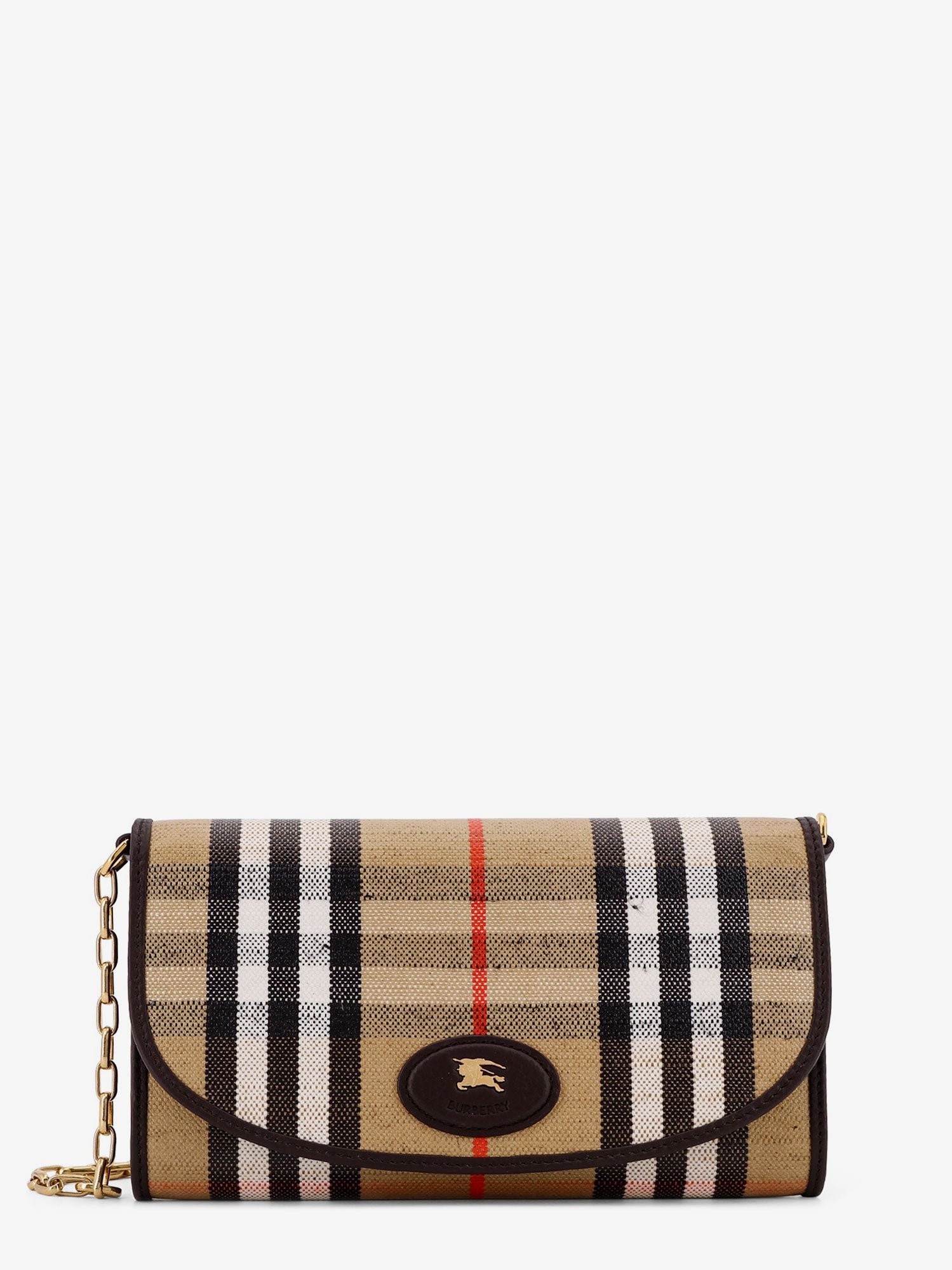 Burberry Coated Canvas Crossbody Bag With Check Pattern