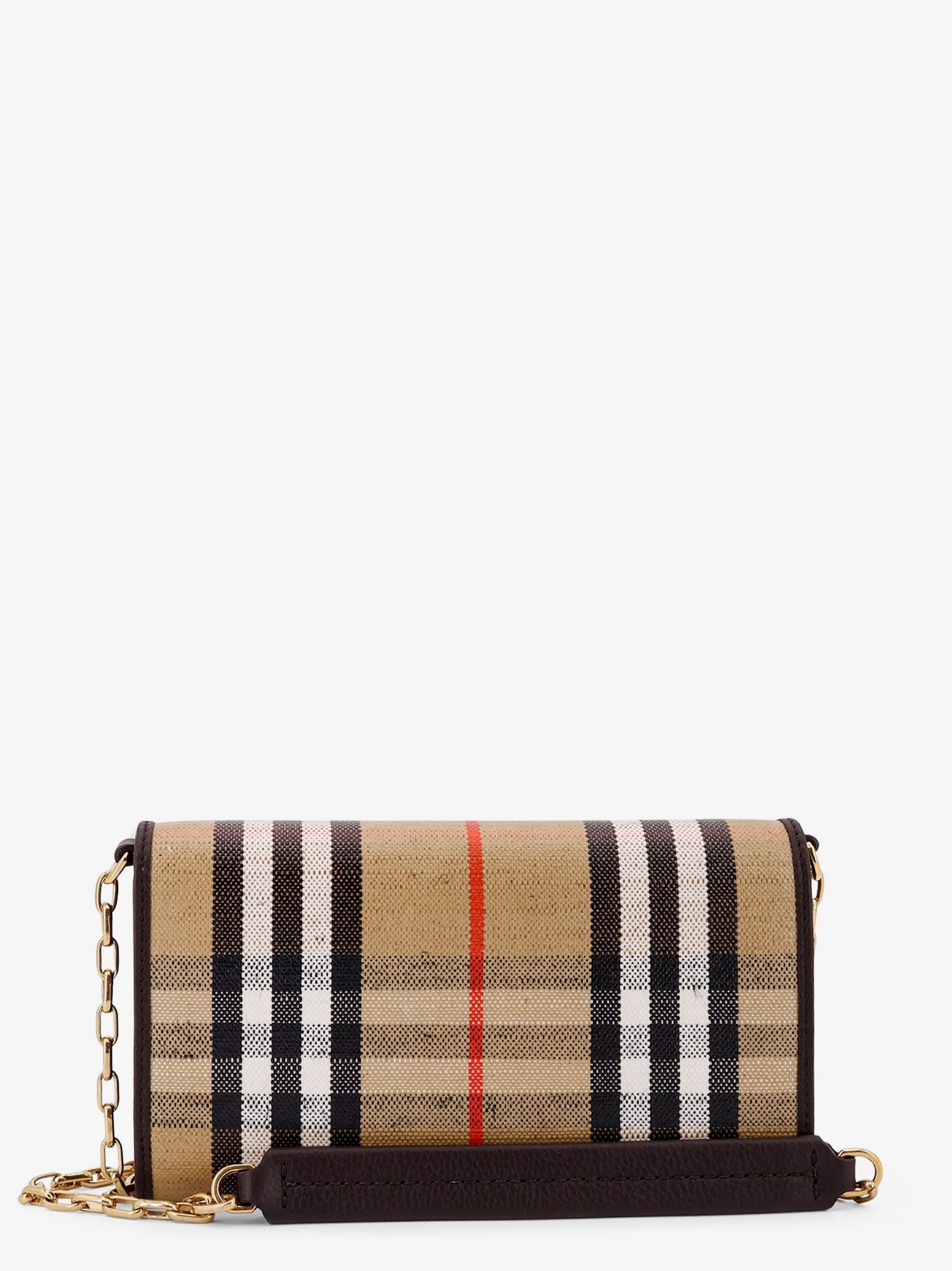 Burberry Coated Canvas Crossbody Bag With Check Pattern