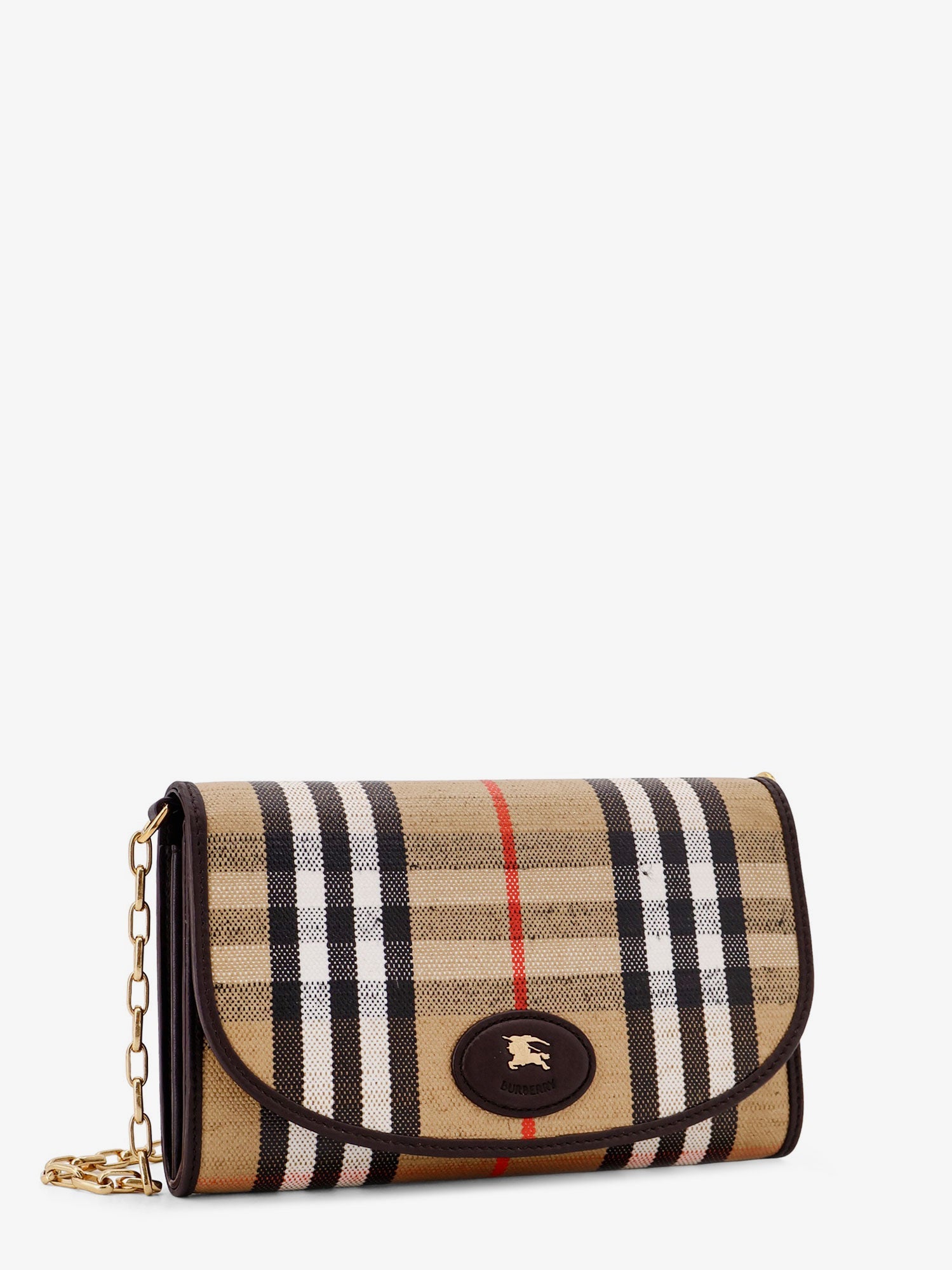Burberry Coated Canvas Crossbody Bag With Check Pattern