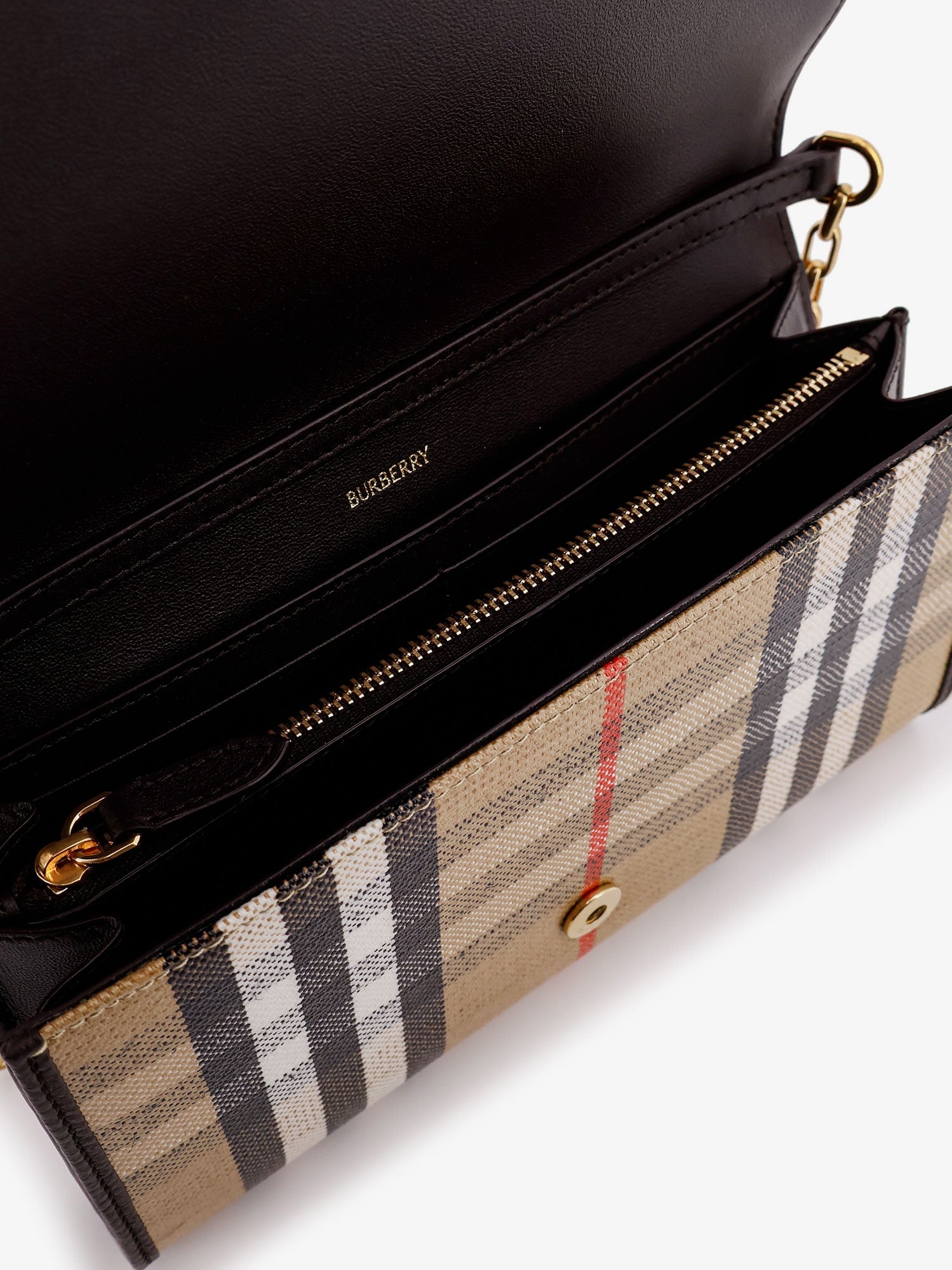 Burberry Coated Canvas Crossbody Bag With Check Pattern