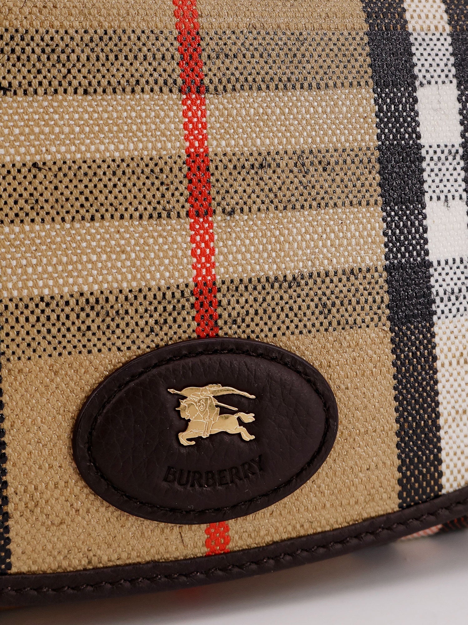 Burberry Coated Canvas Crossbody Bag With Check Pattern