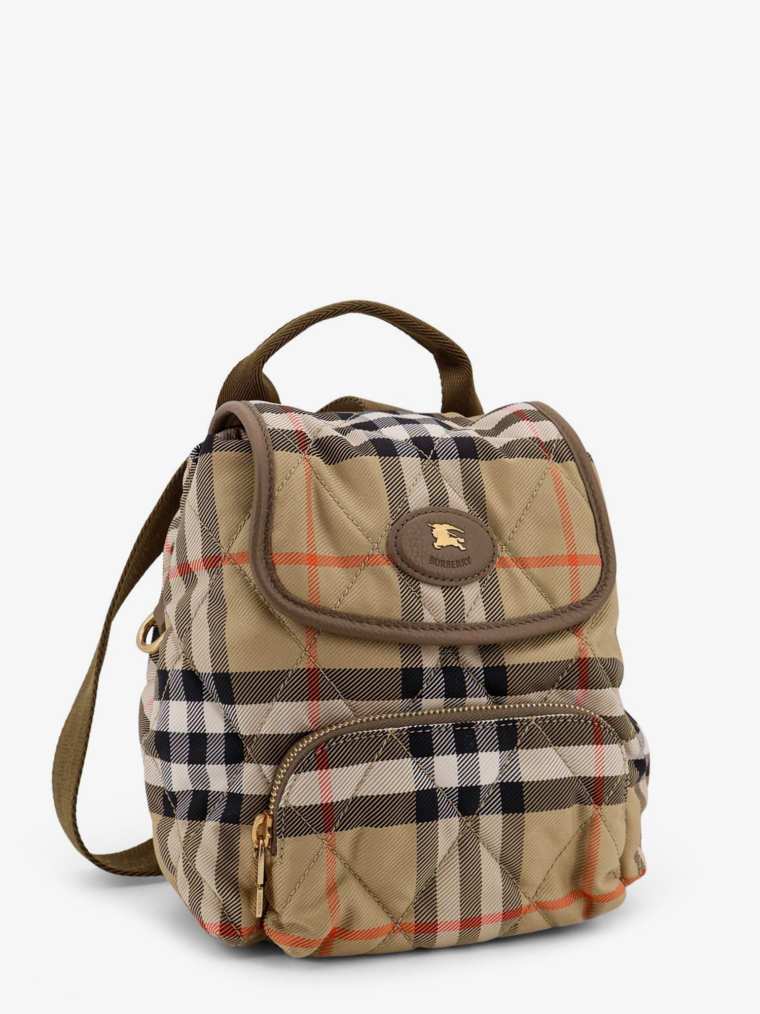 Burberry Horseshoe Nylon Backpack With Check Pattern