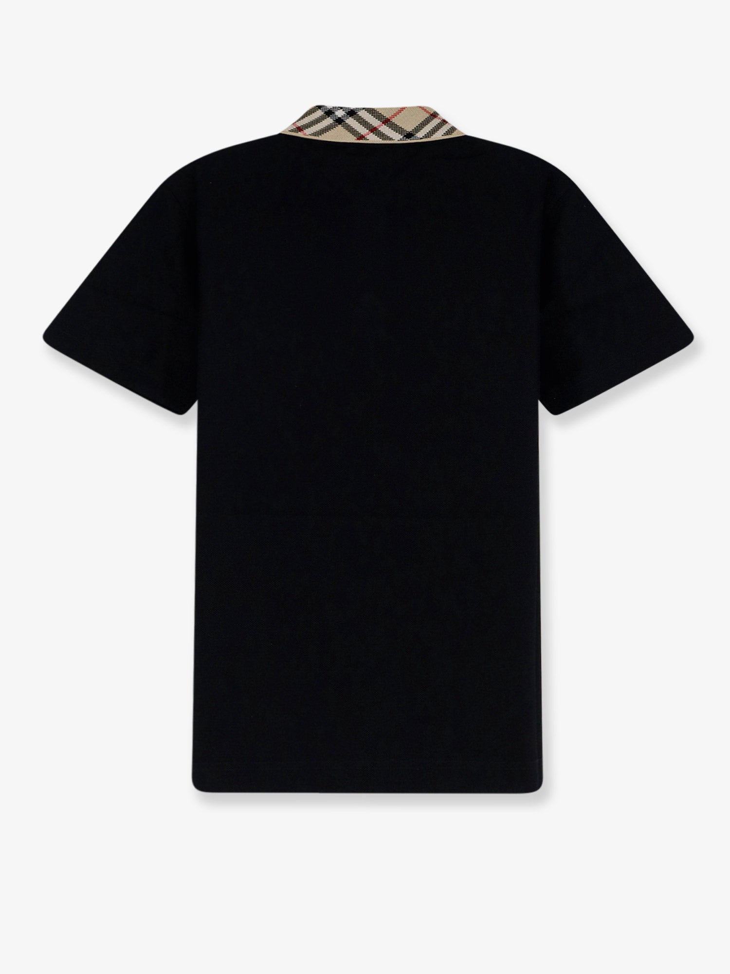 Burberry Cotton Polo Shirt With Check Collar Detail