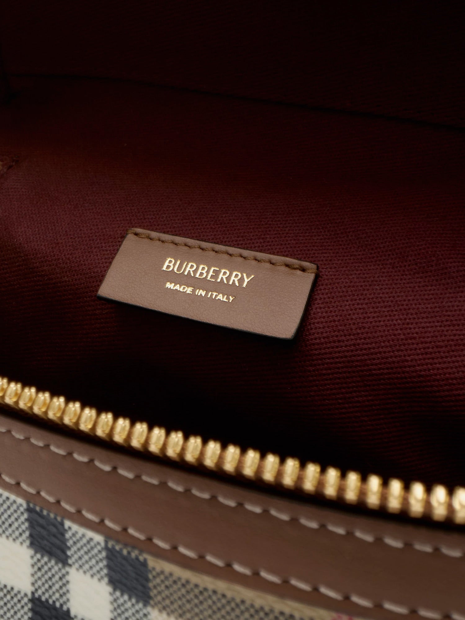 Burberry Vanity Mini Coated Canvas Handbag With Check Motif