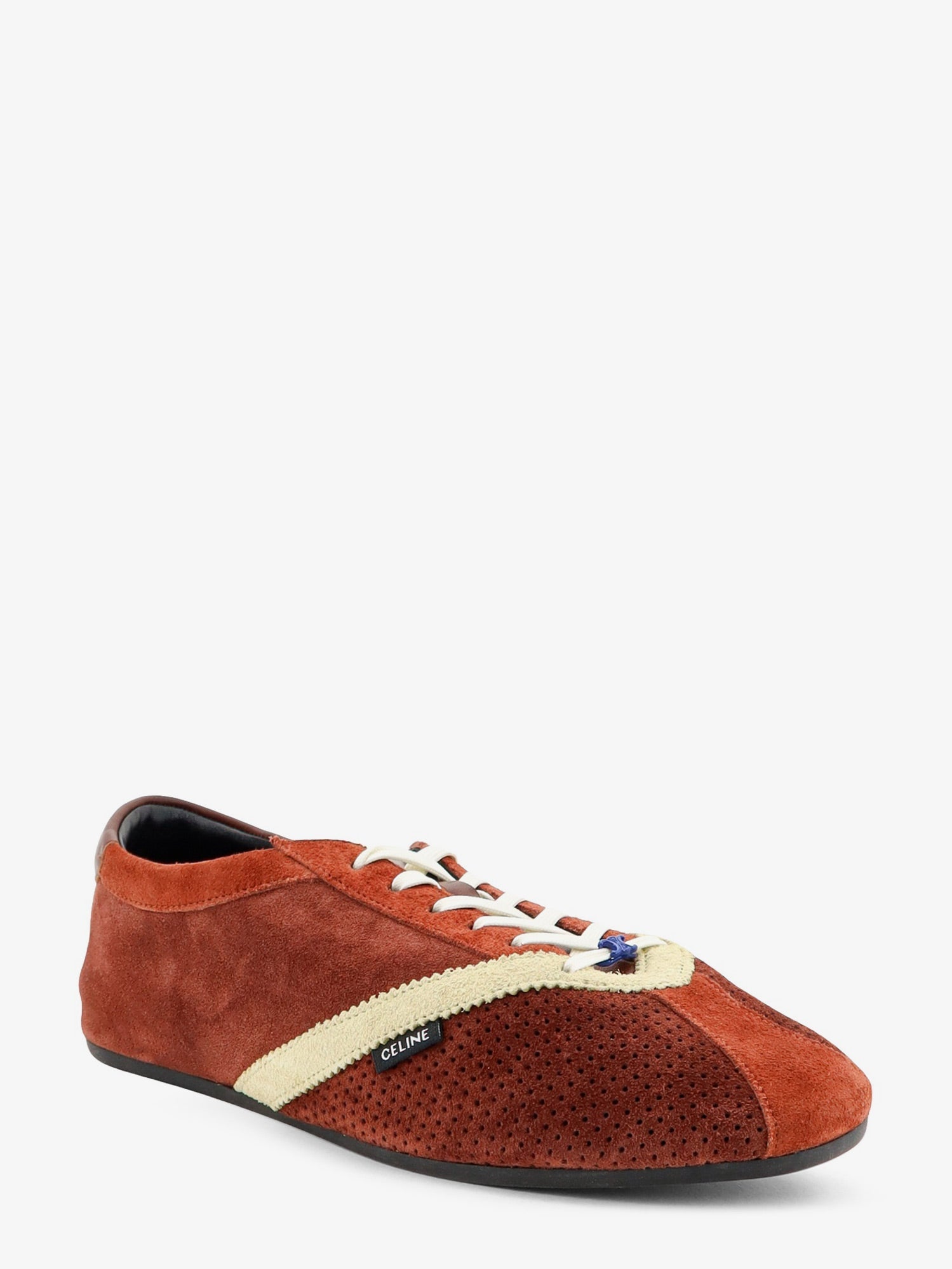 Celine The Flat Suede And Leather Sneakers
