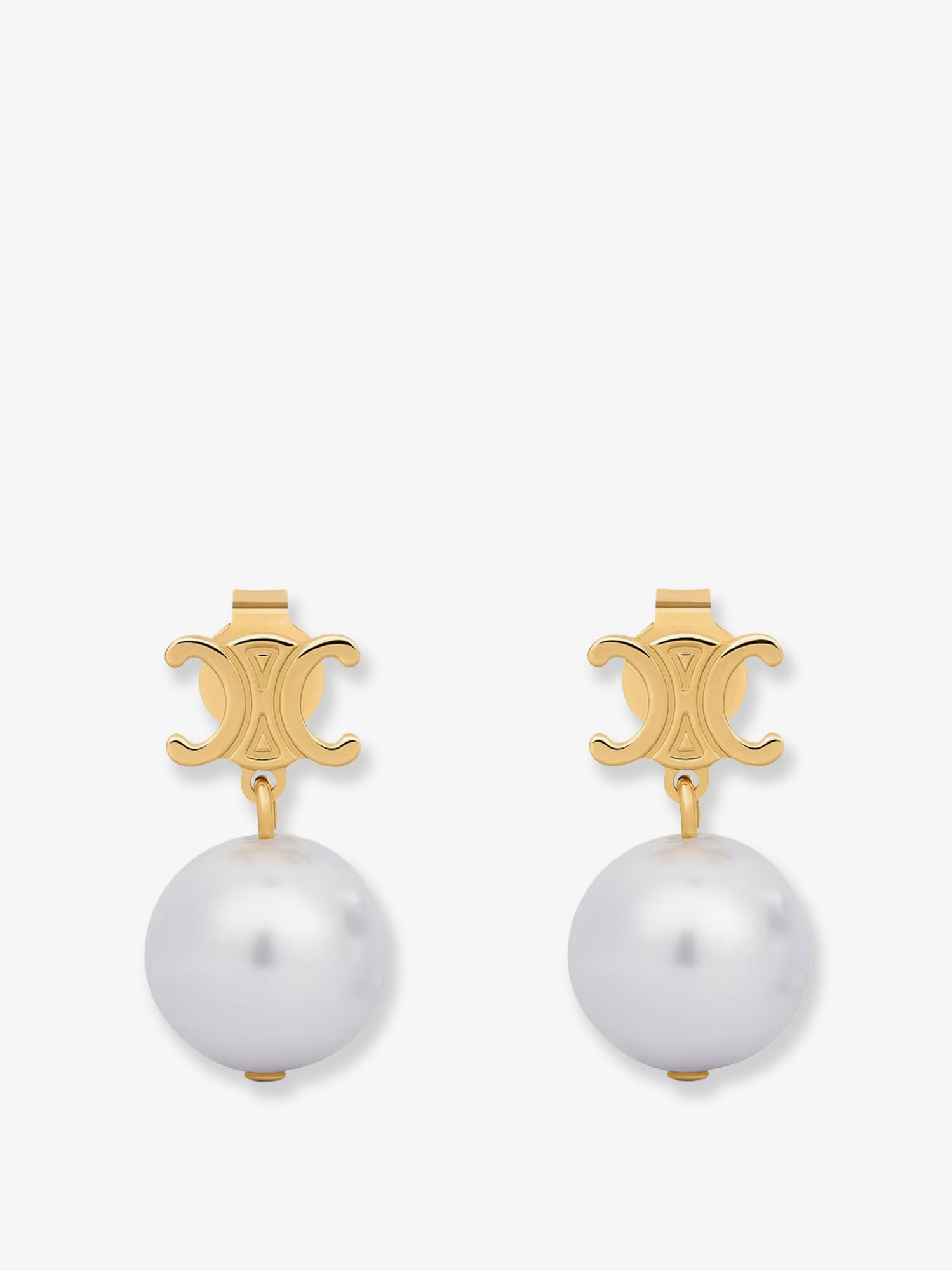 Celine Brass Earrings With Pearls