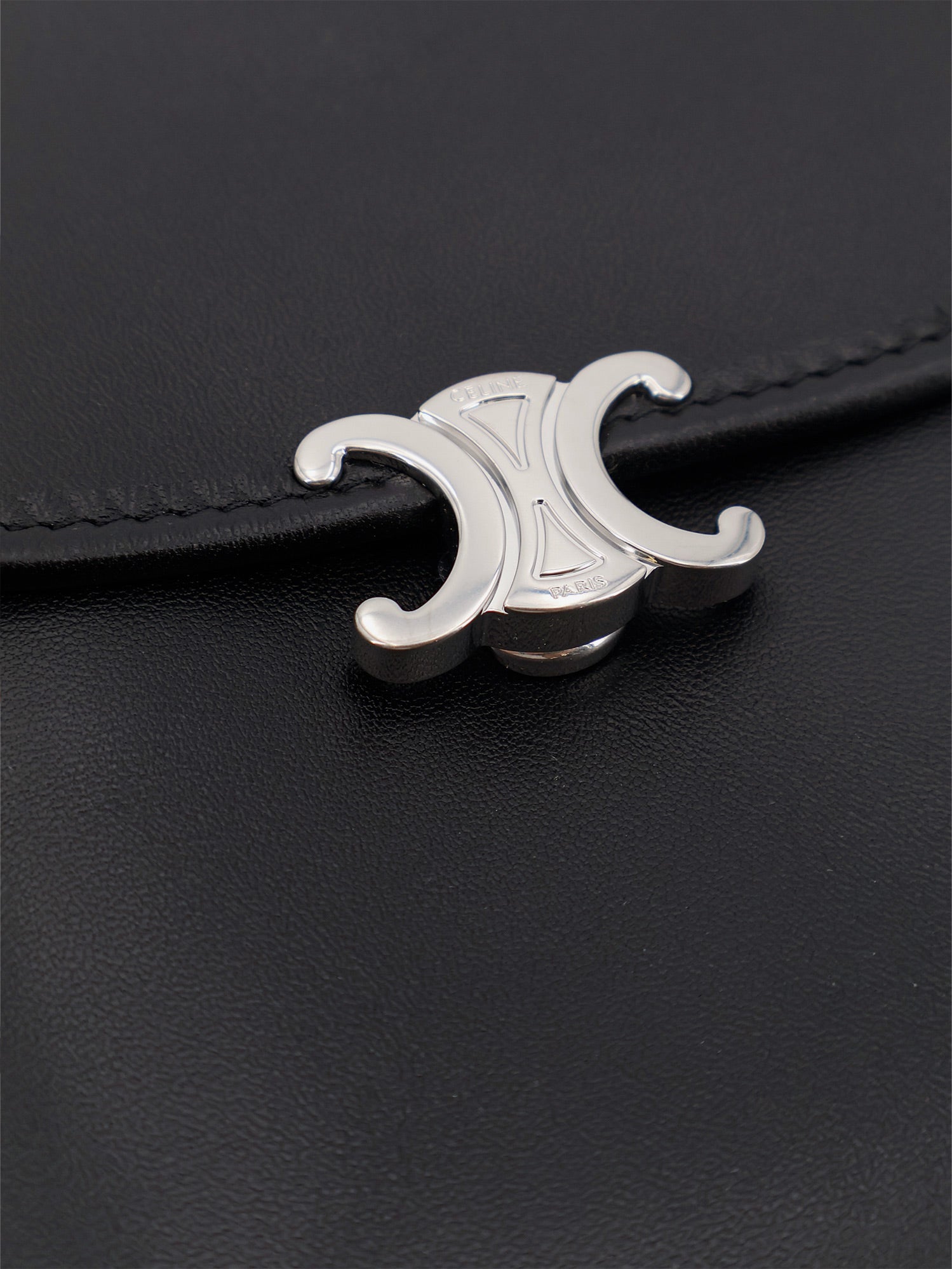 Celine Soft Triomphe Leather Shoulder Bag