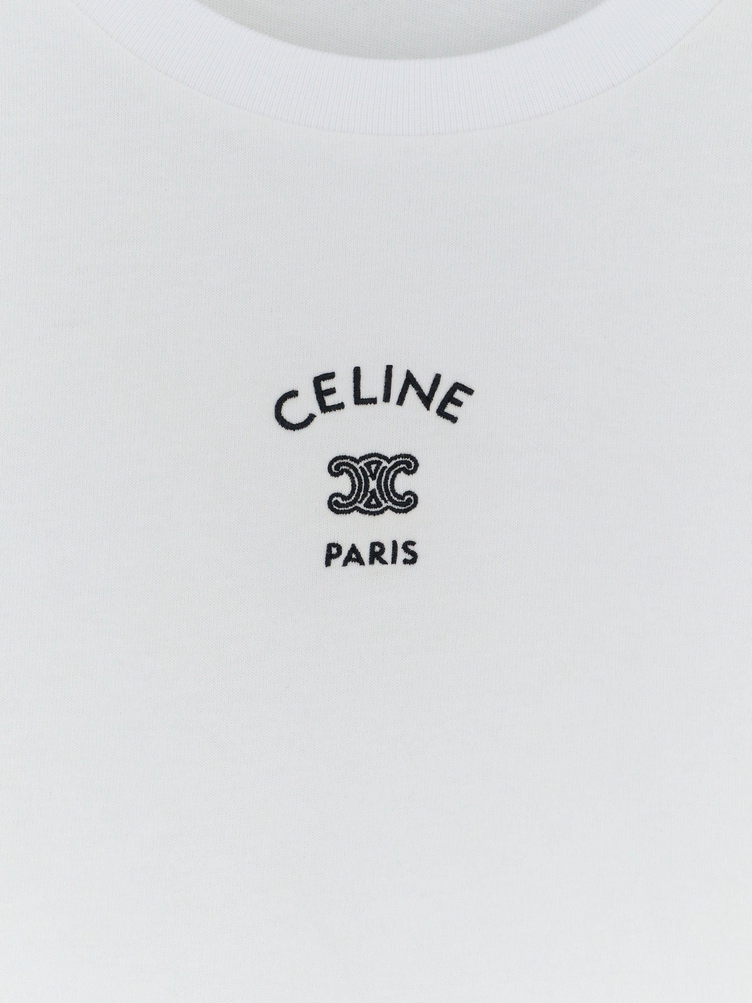Celine Cotton T-shirt With Front Lettering Logo Print