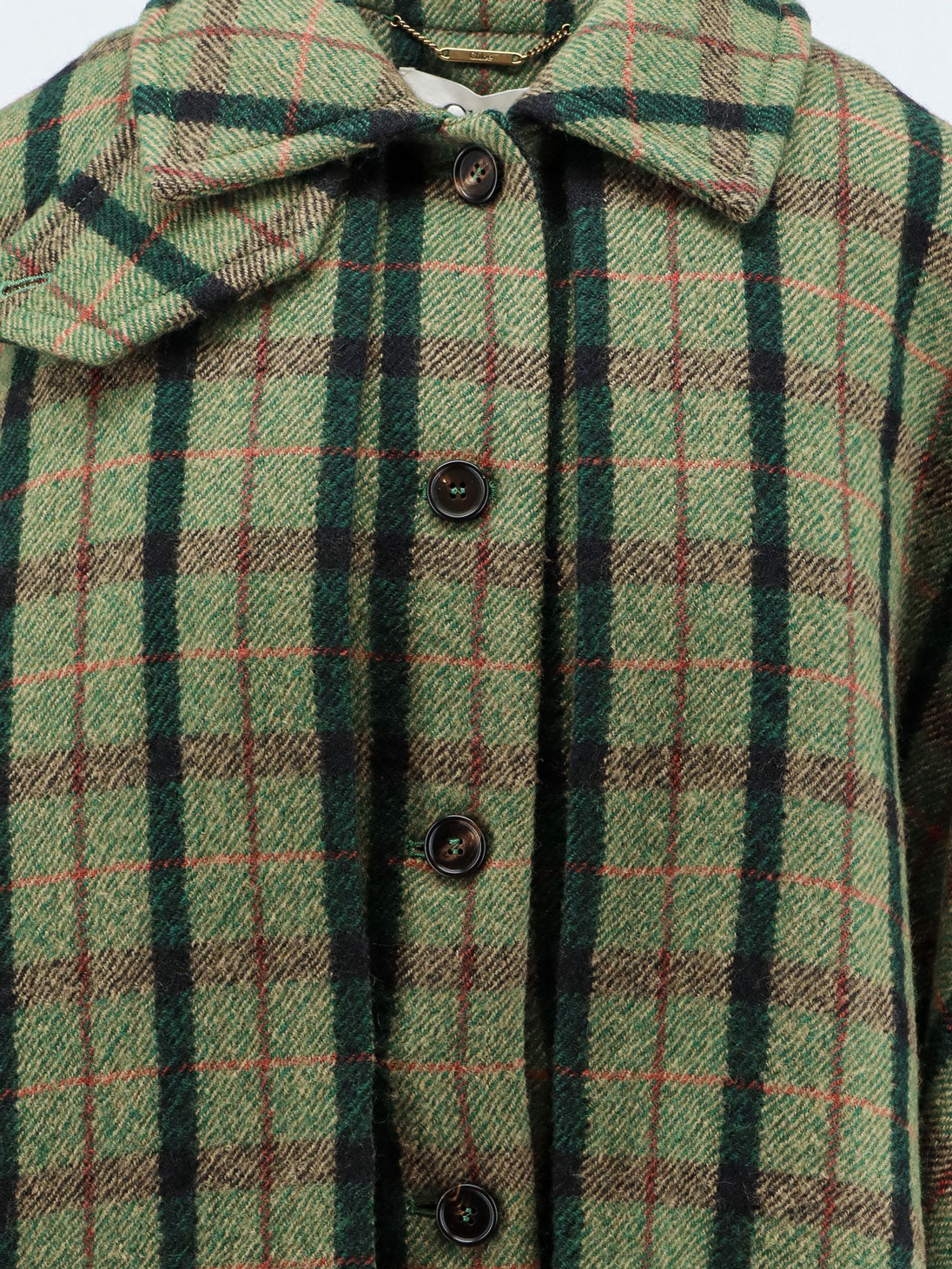 Chloé Madras Wool Cape Coat