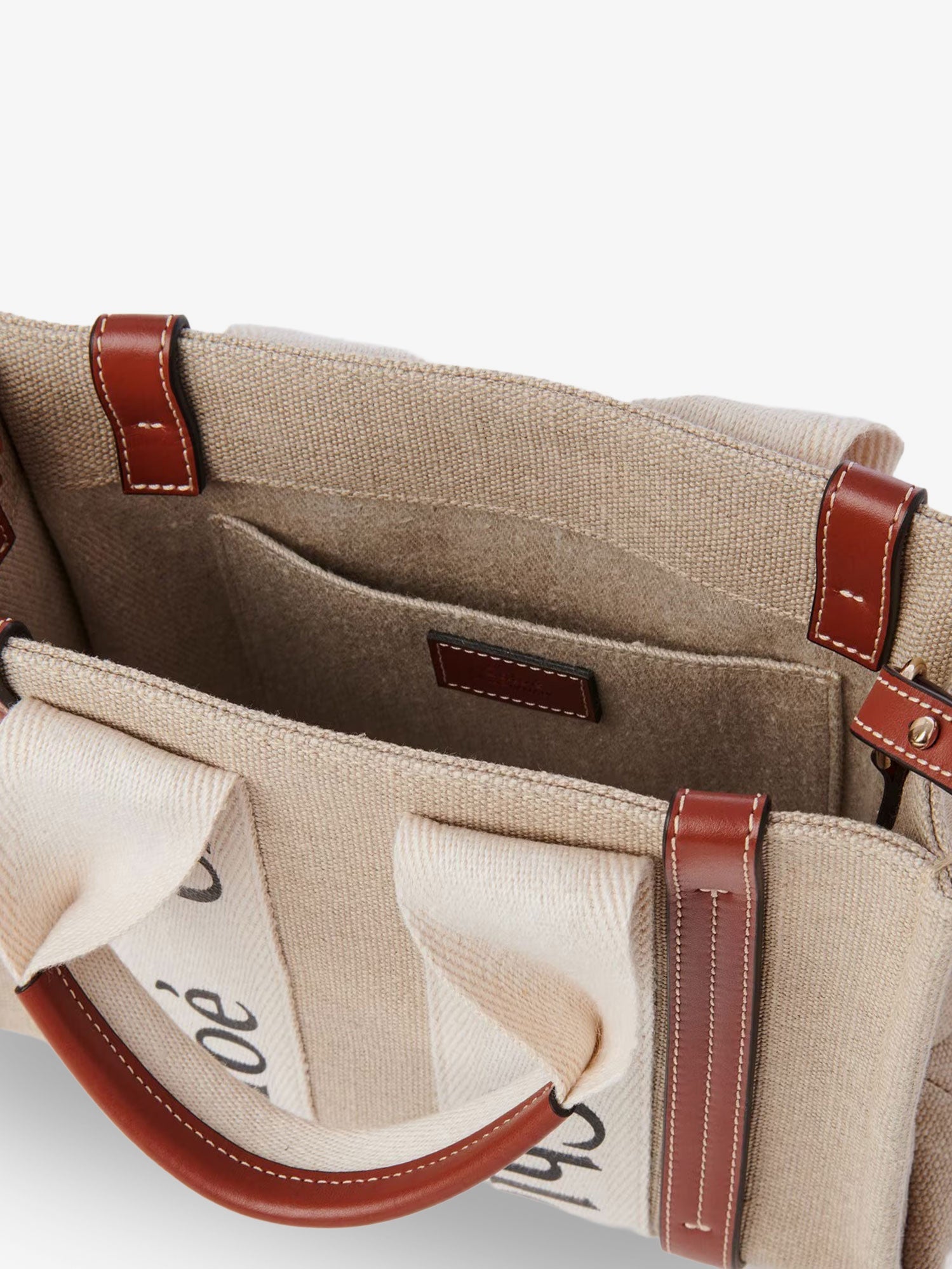 Chloé Woody Linen And Leather Tote Bag