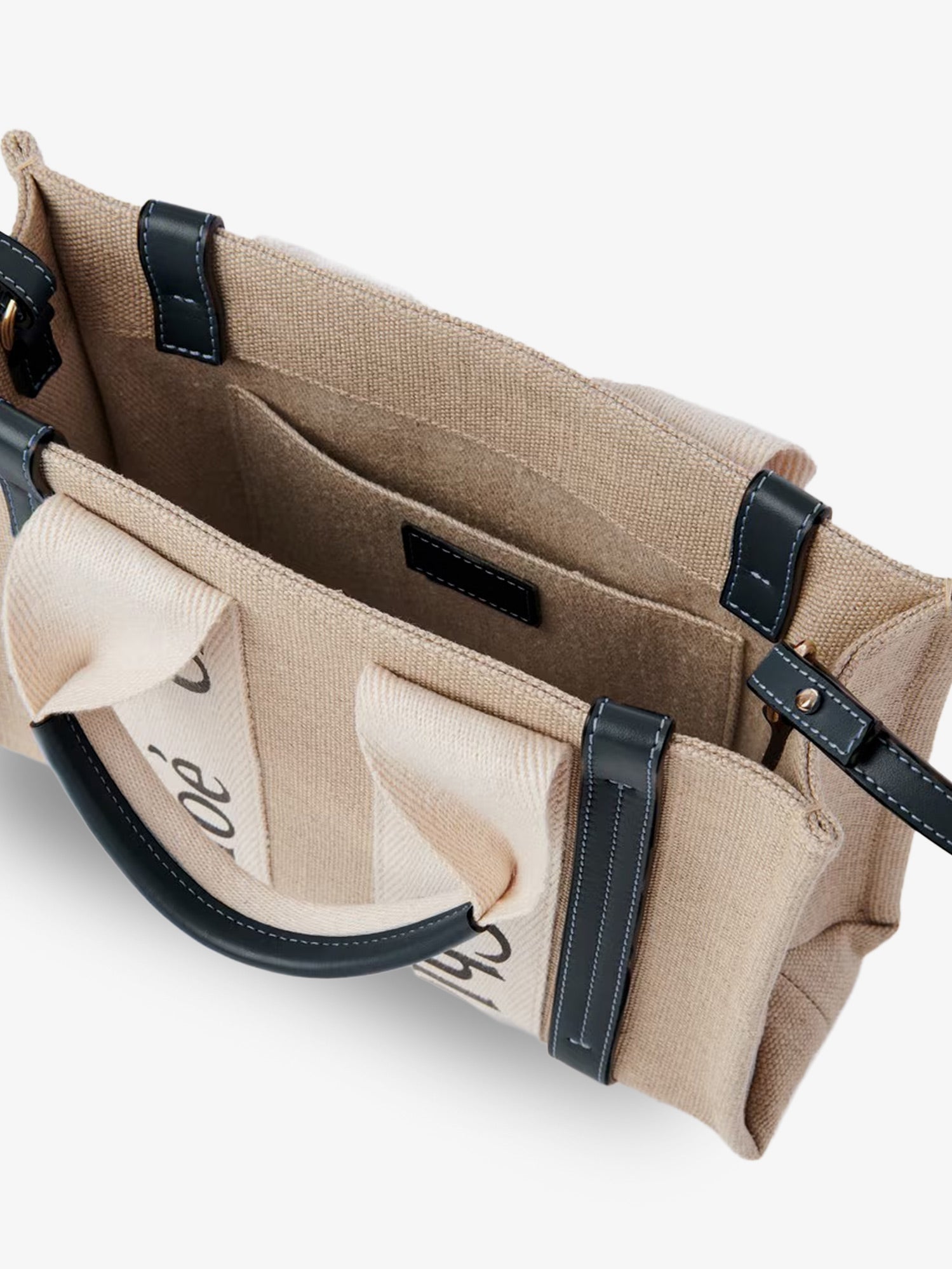 Chloé Woody Linen Canvas And Leather Crossbody Bag