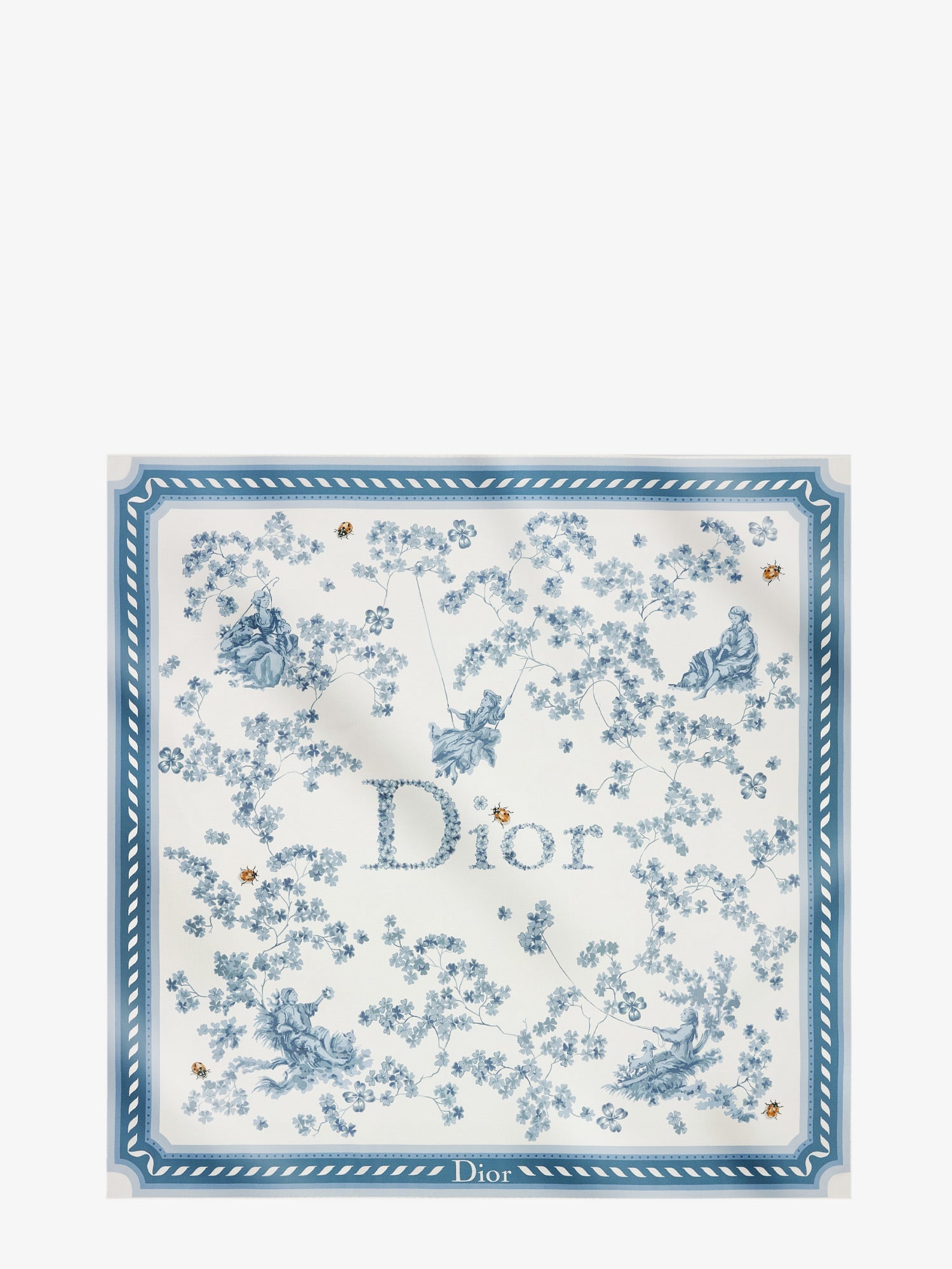 Dior Silk Scarf With Toile De Jouy Clover 90 Pattern