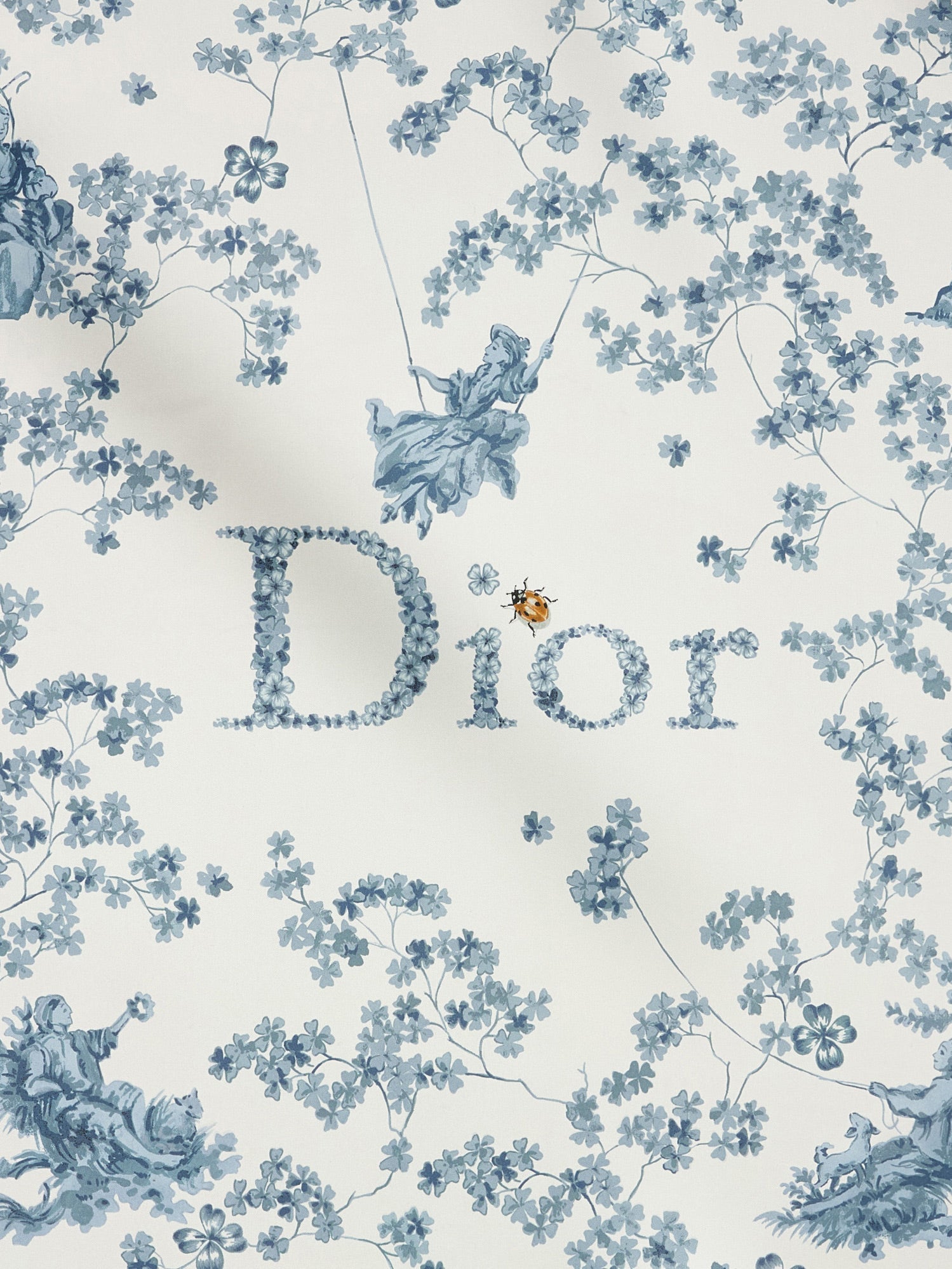 Dior Silk Scarf With Toile De Jouy Clover 90 Pattern