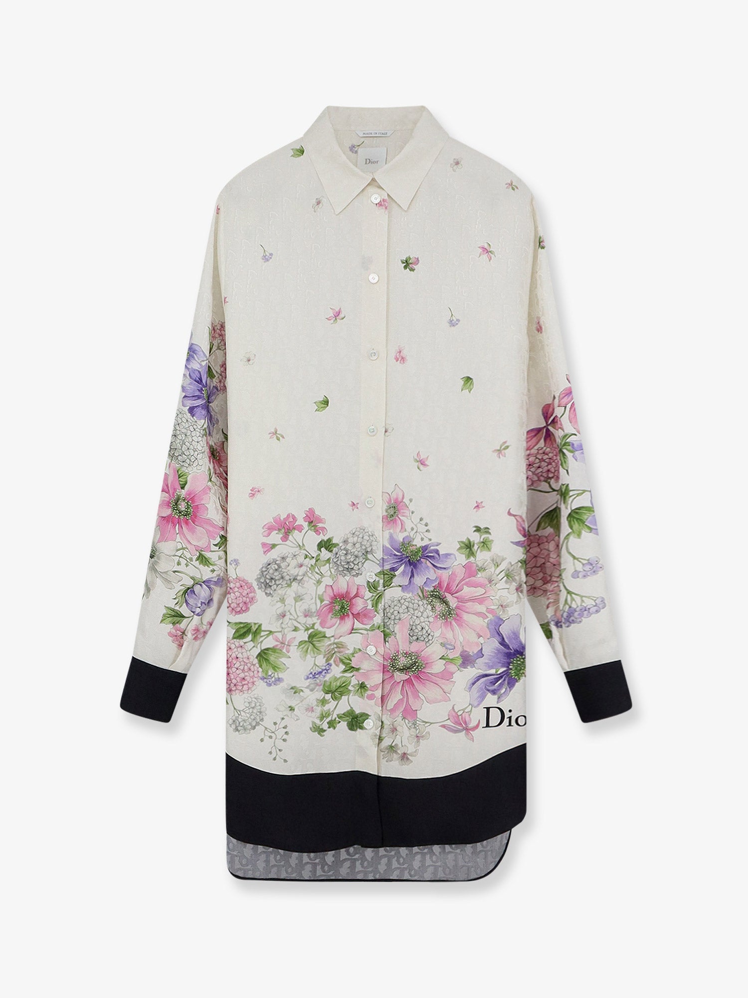Dior Silk Shirt With Dior Hortensia Garden Print