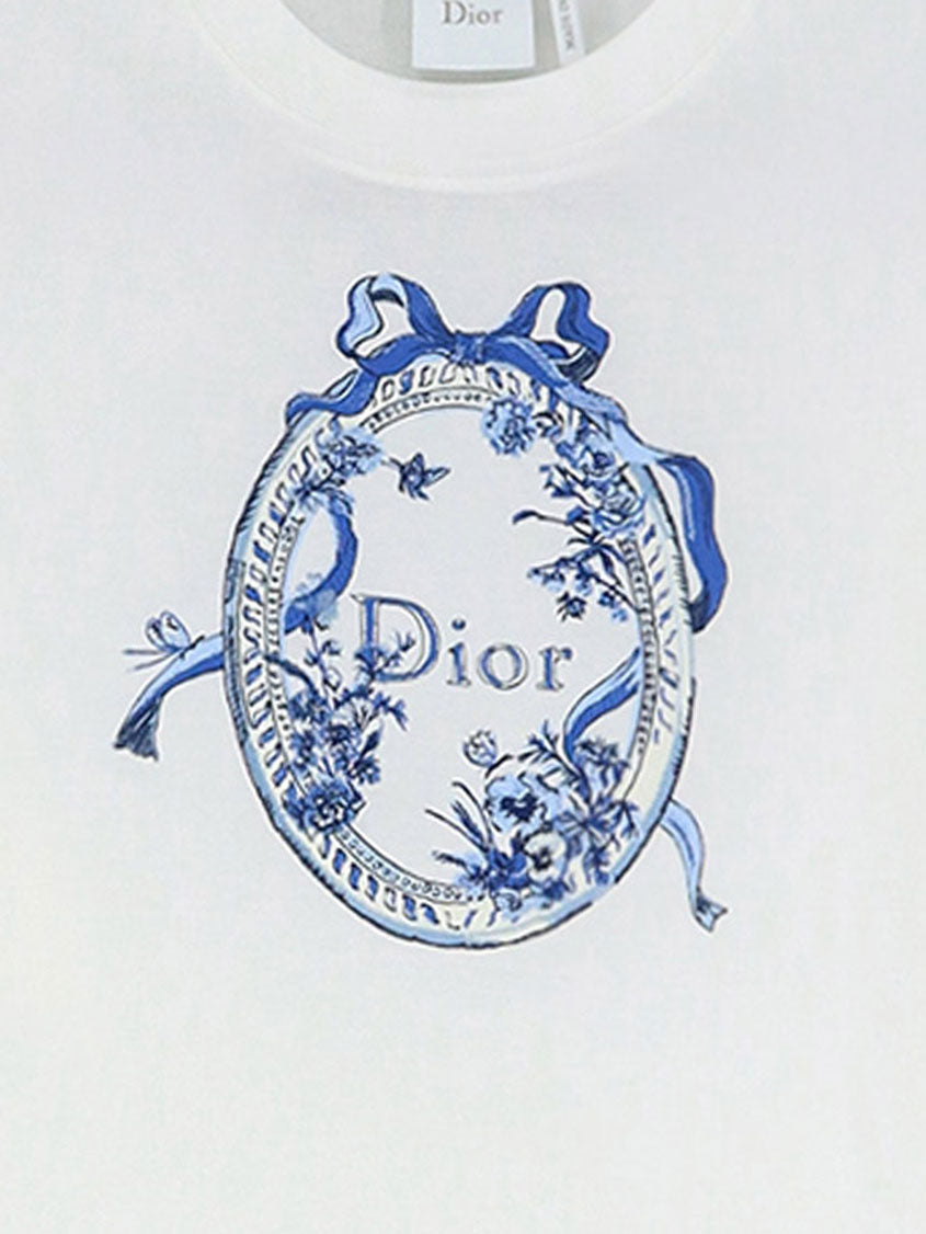Dior Dioriviera Cotton T-shirt With Toile De Jouy Floral Garden Print