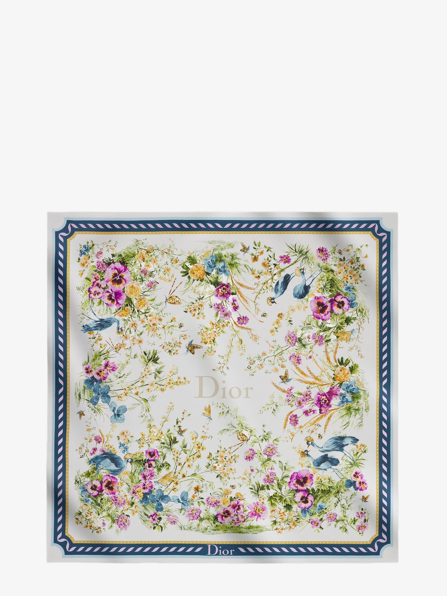 Dior Toile De Jouy Floral Garden Dioriviera 90 Silk Foulard